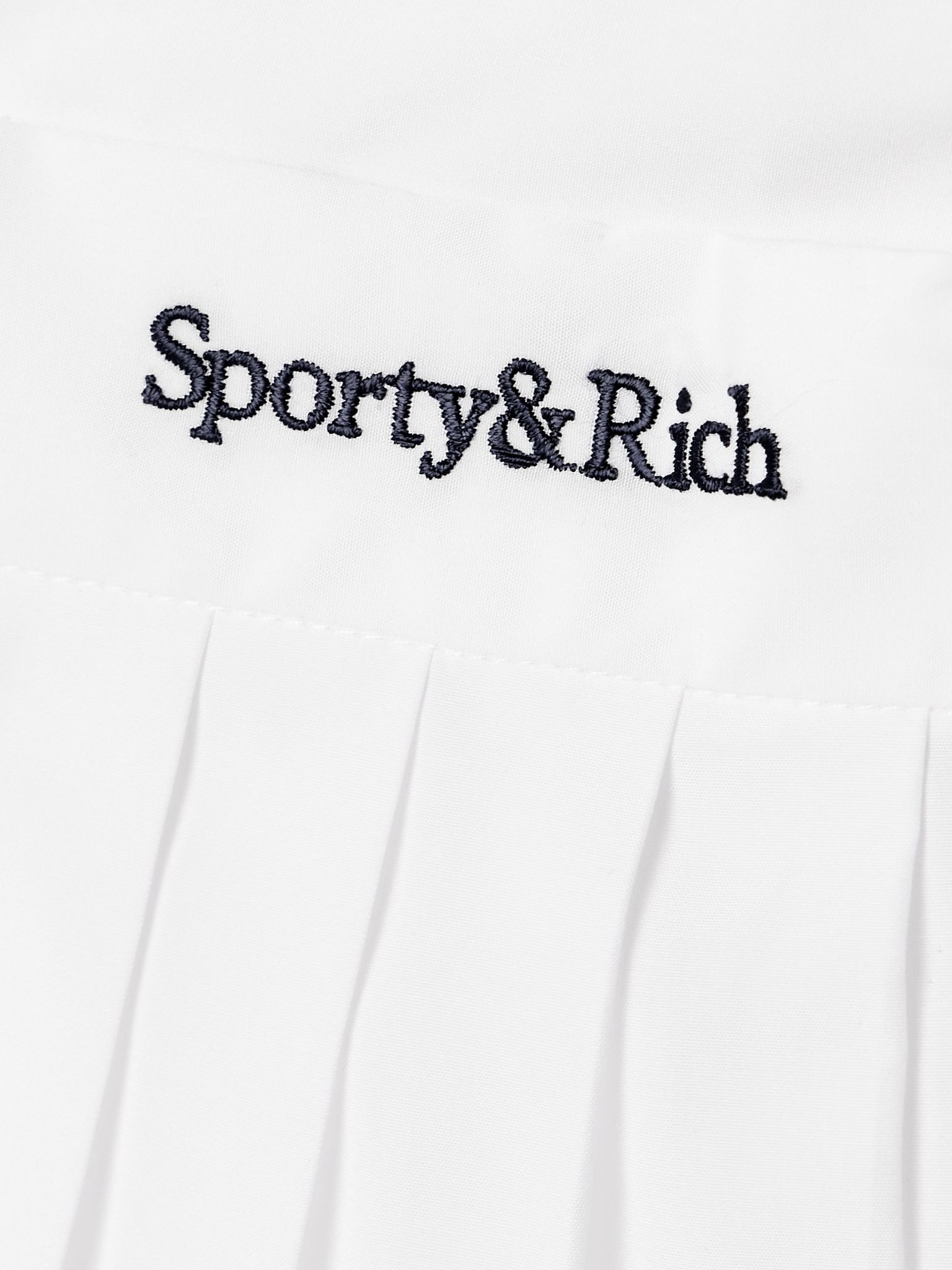 Anae embroidered pleated cotton-poplin mini skirt White - 4