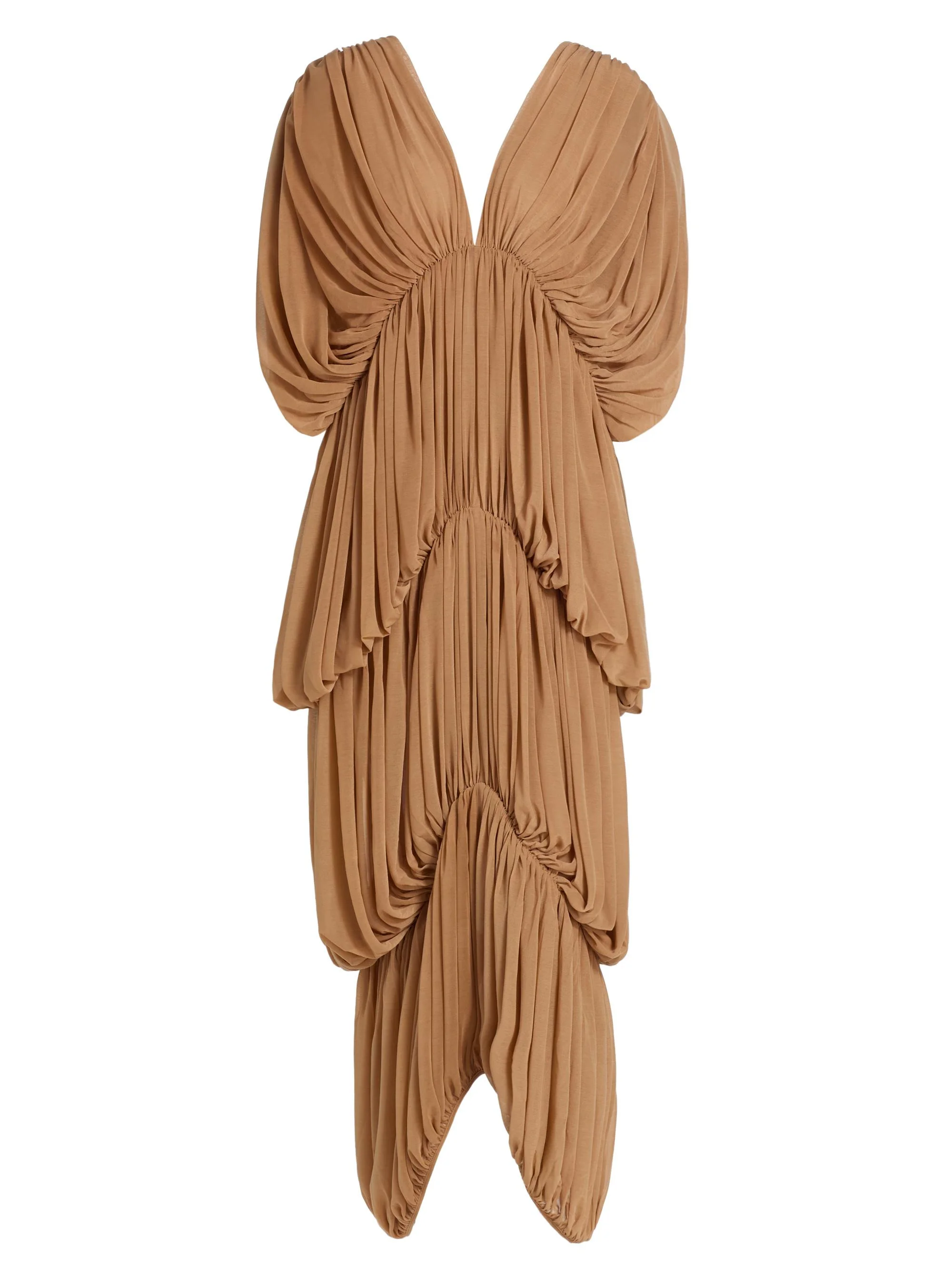 Women's Damier Ruched Maxi Dress - Tan - 1