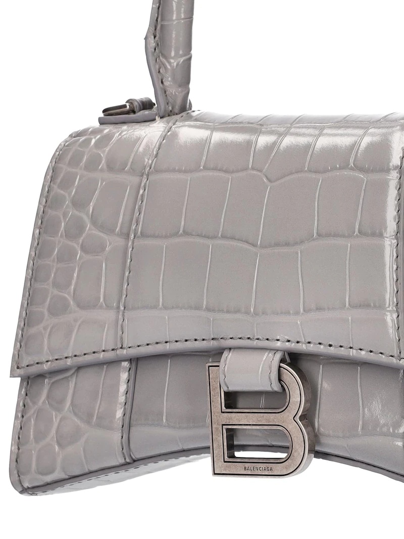 CROC EMBOSSED LEATHER SHOULDER BAG - 5