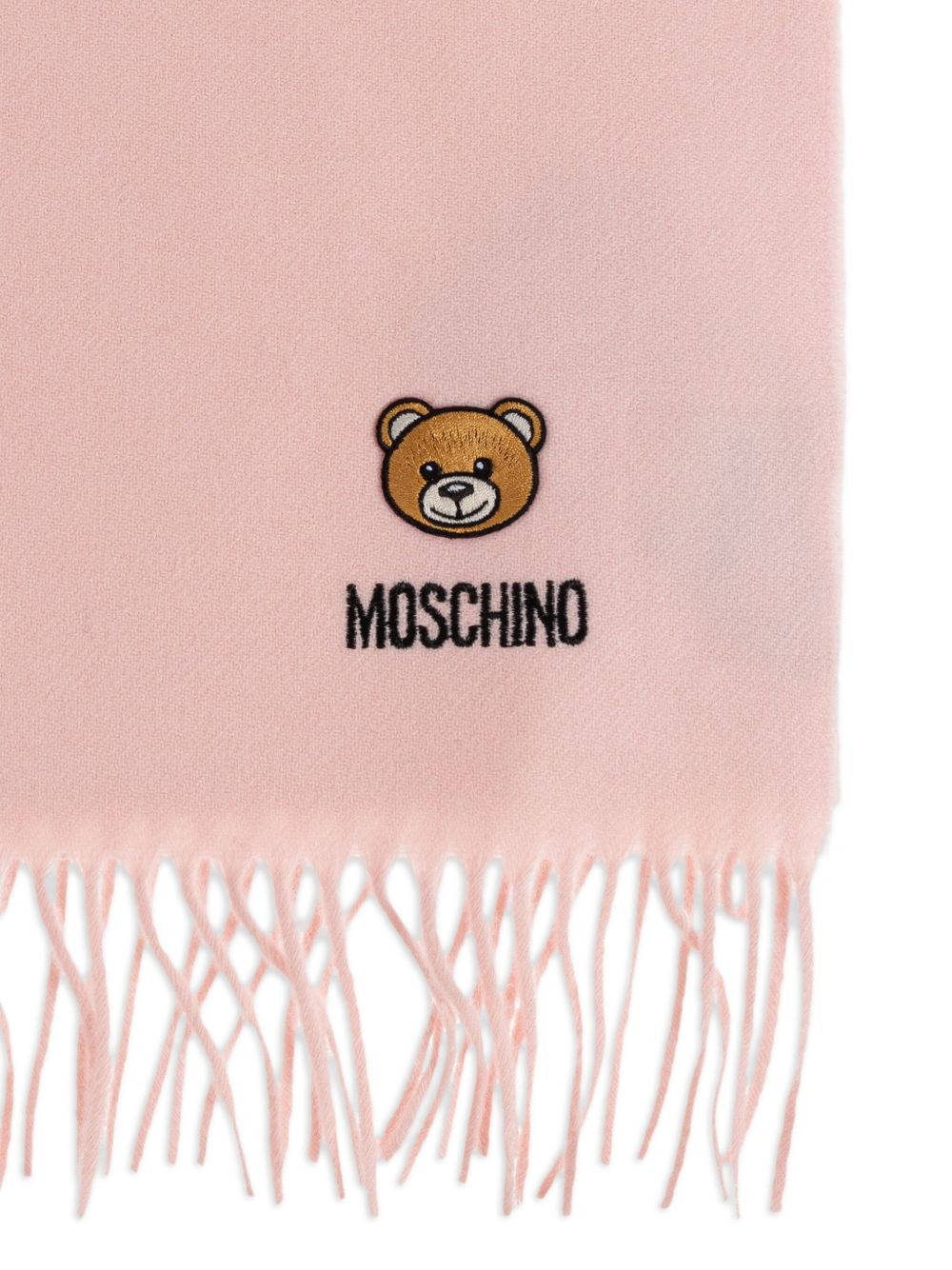 teddy bear-embroidered fringed scarf - 5