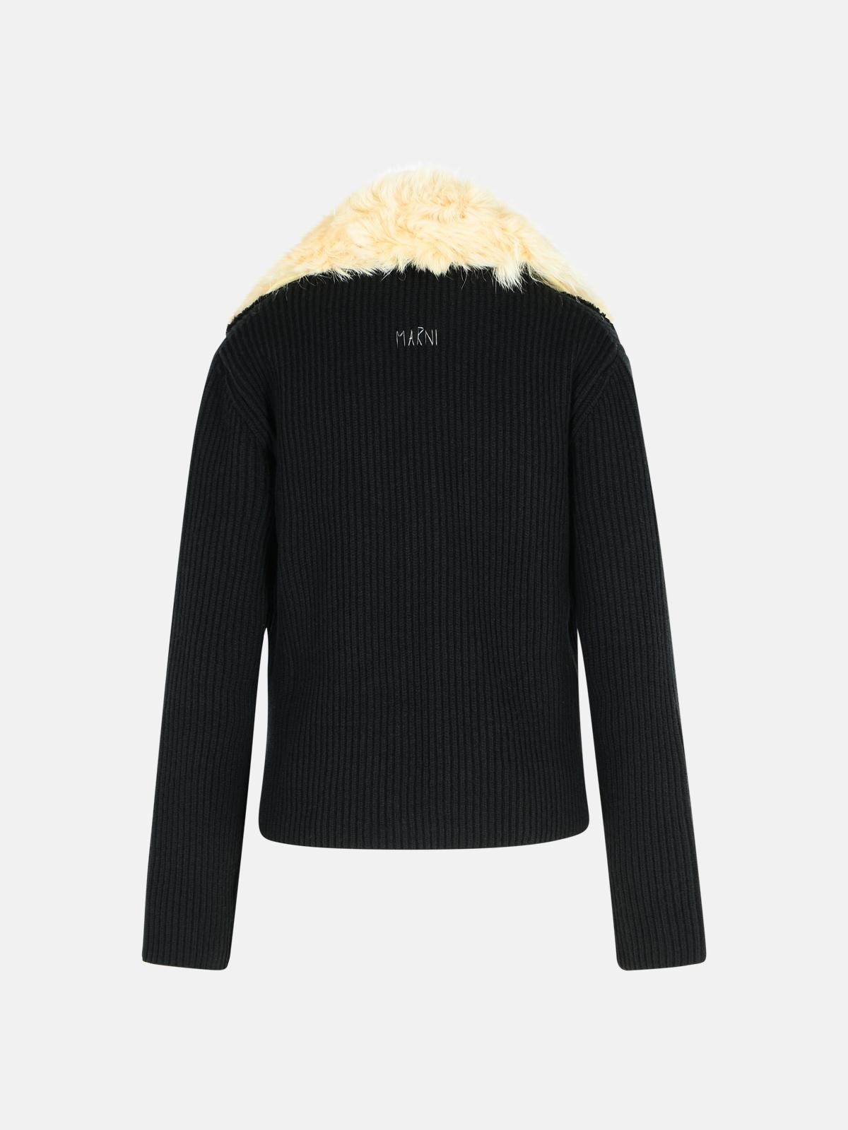 BLACK VIRGIN WOOL SWEATER - 3