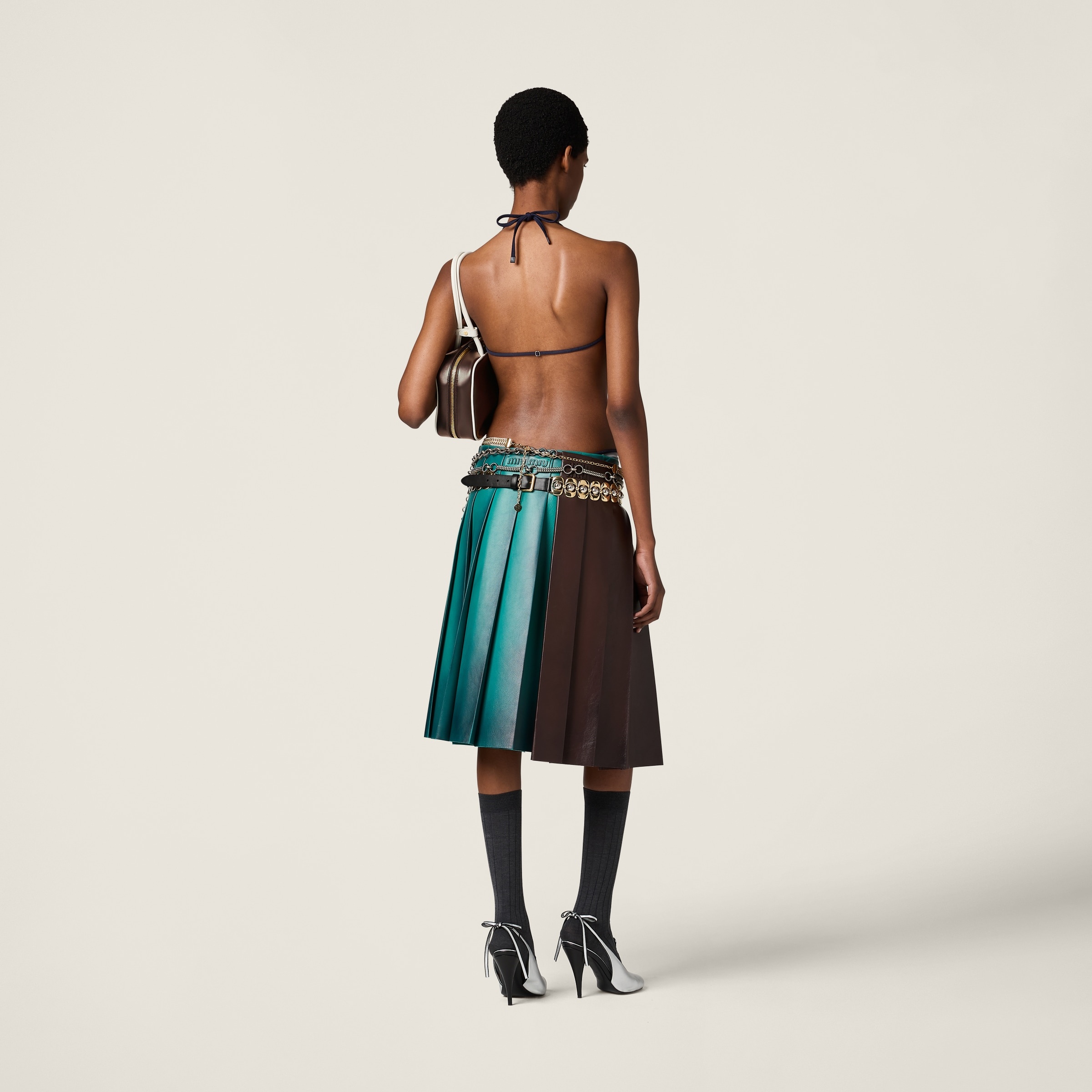 Pleated nappa leather skirt - 3