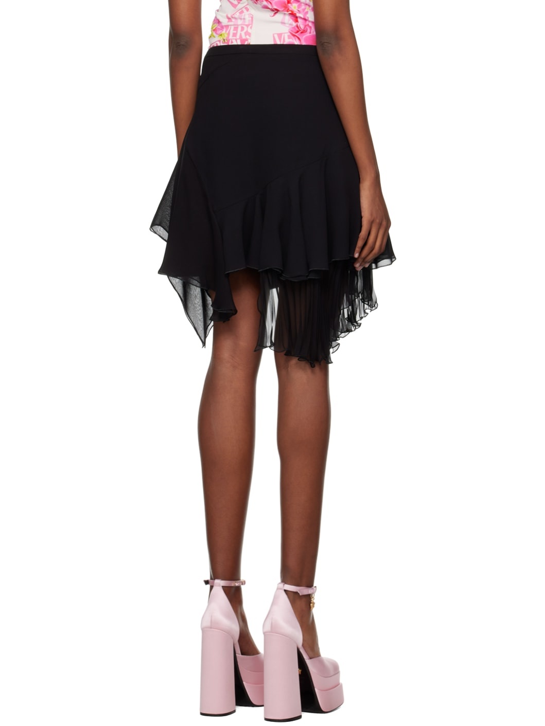 Black Asymmetric Miniskirt - 3