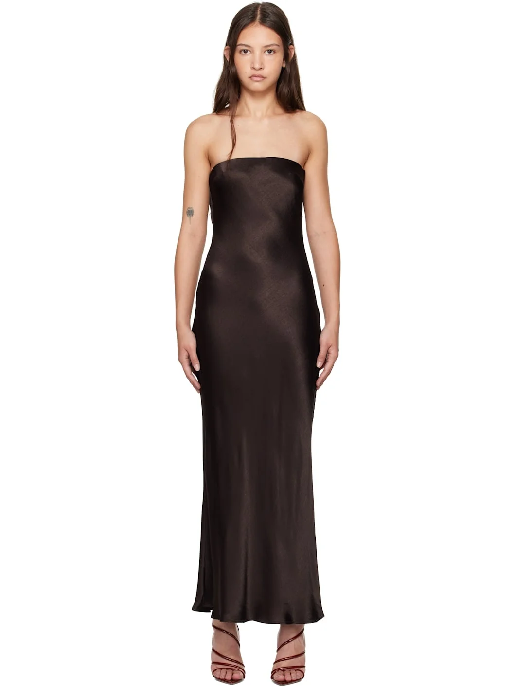 Brown Moon Dance Strapless Maxi Dress - 1