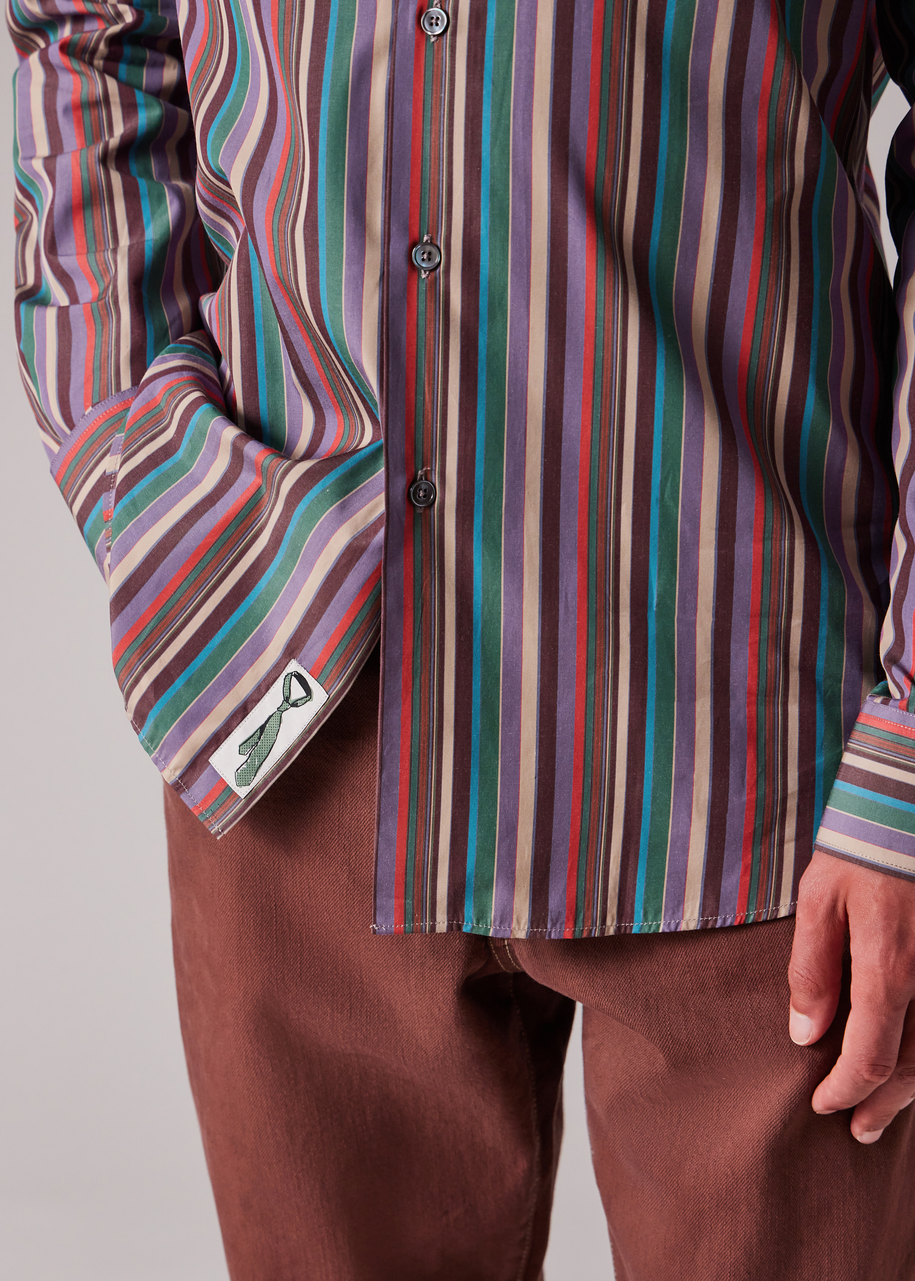 Tailored-Fit Purple Multistripe Cotton Shirt - 9