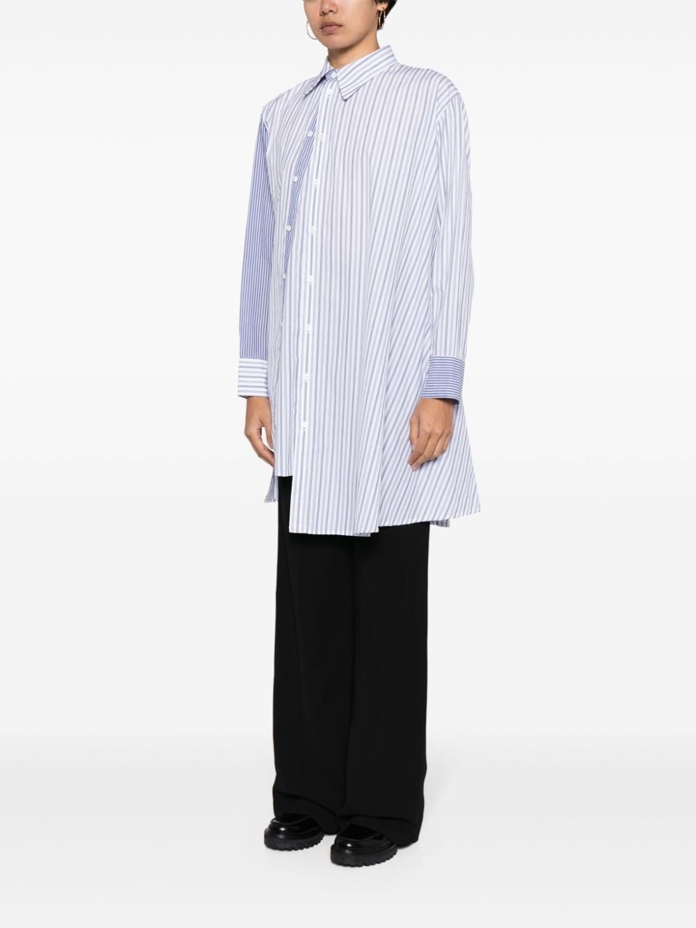 asymmetric striped cotton shirt - 3