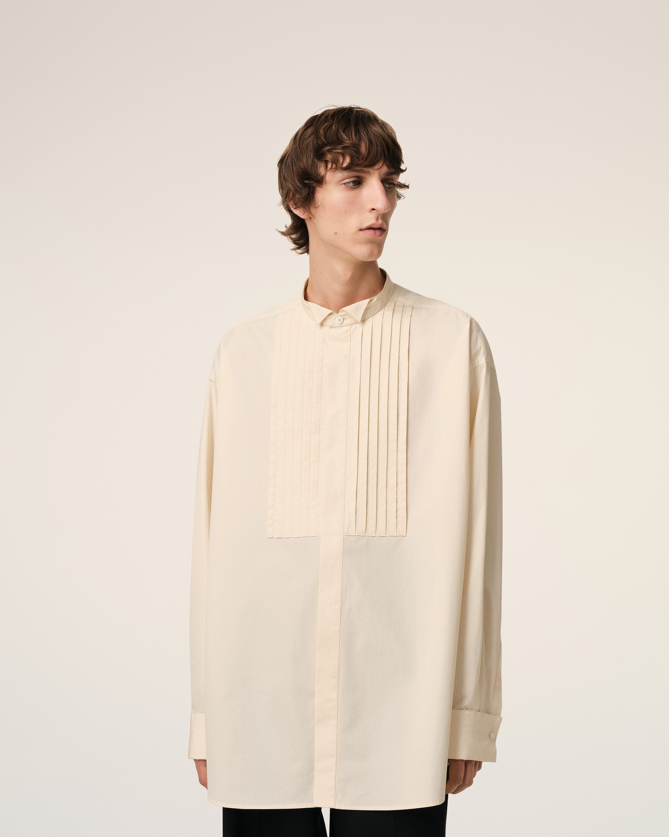 BEIGE COTTON OVERSIZED SHIRT - 3