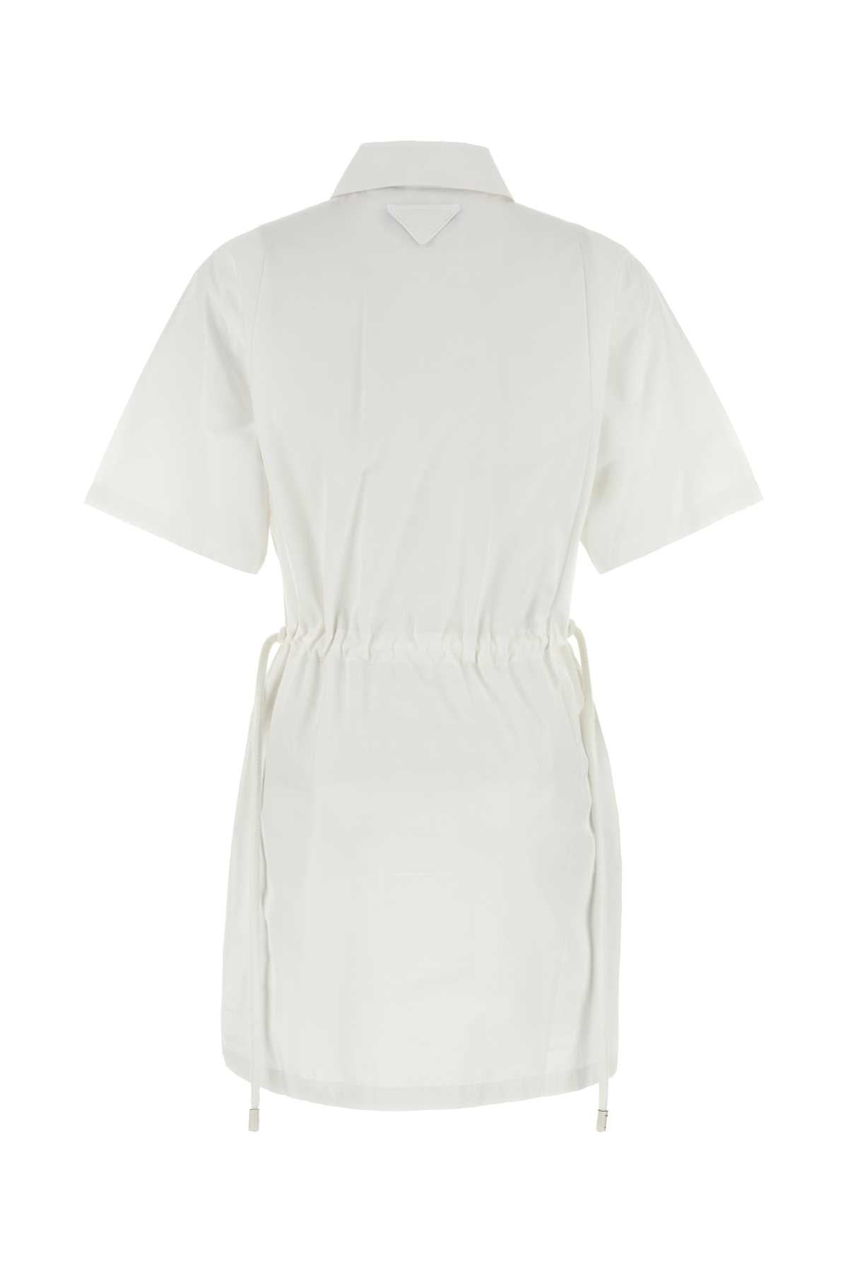Prada Women White Poplin Shirt Dress - 2