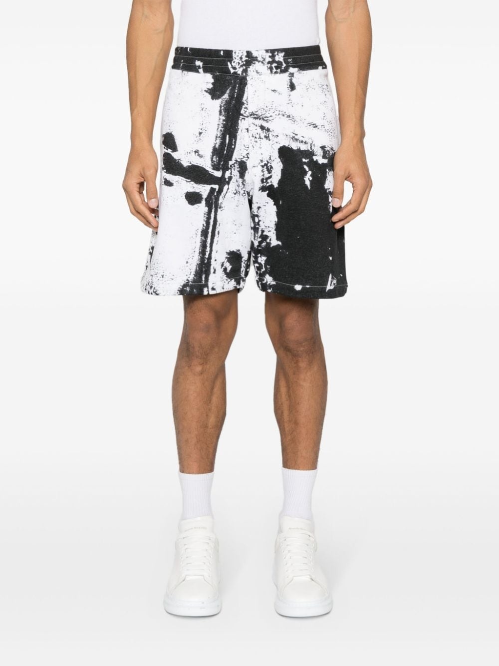 paint-splatter cotton shorts - 3