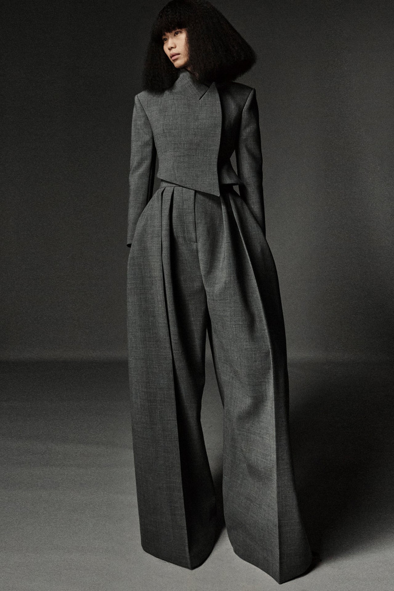 ROUNDED TAILORED TROUSERS GREY 1