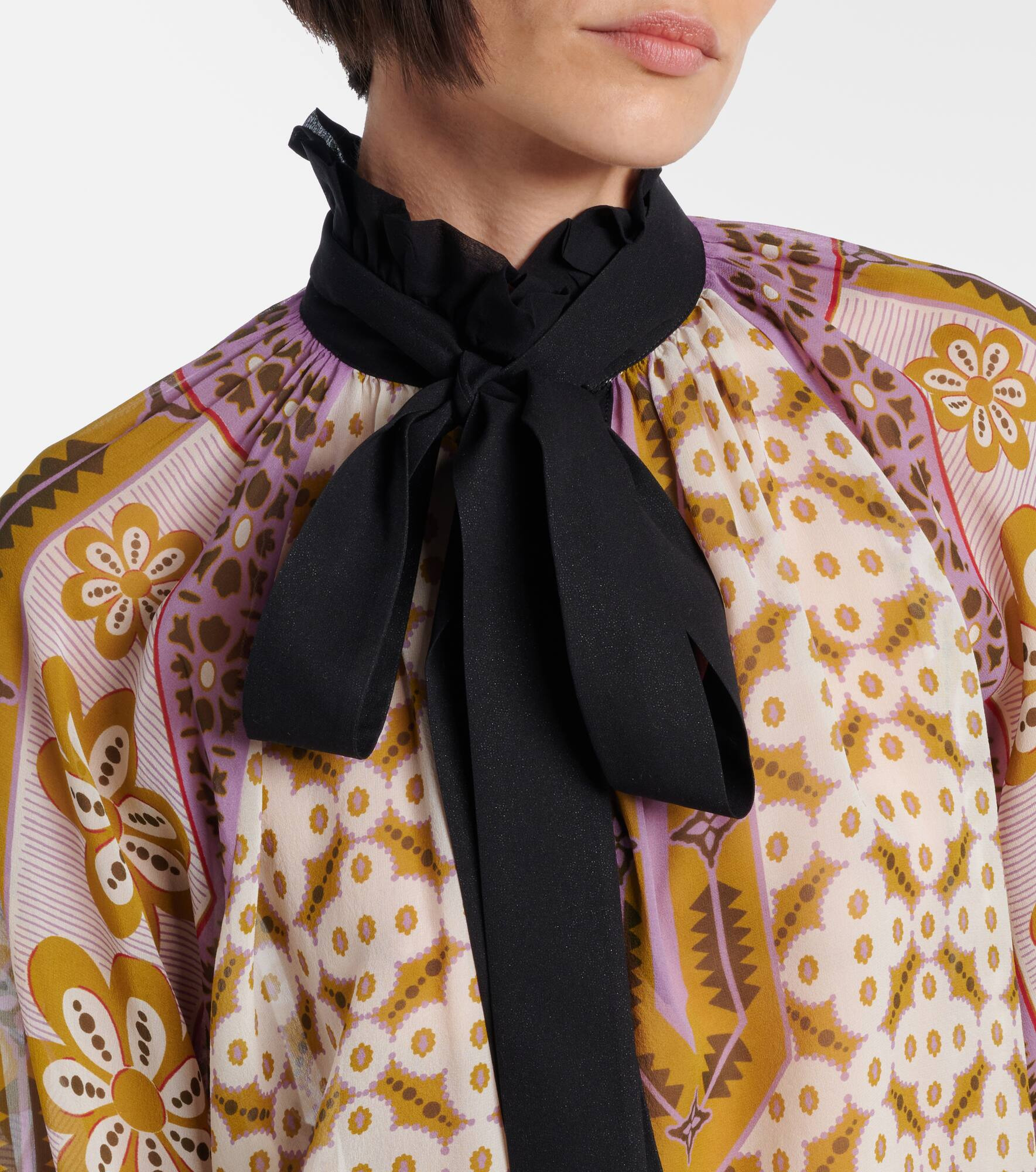 Cerere printed tie-neck silk blouse - 4