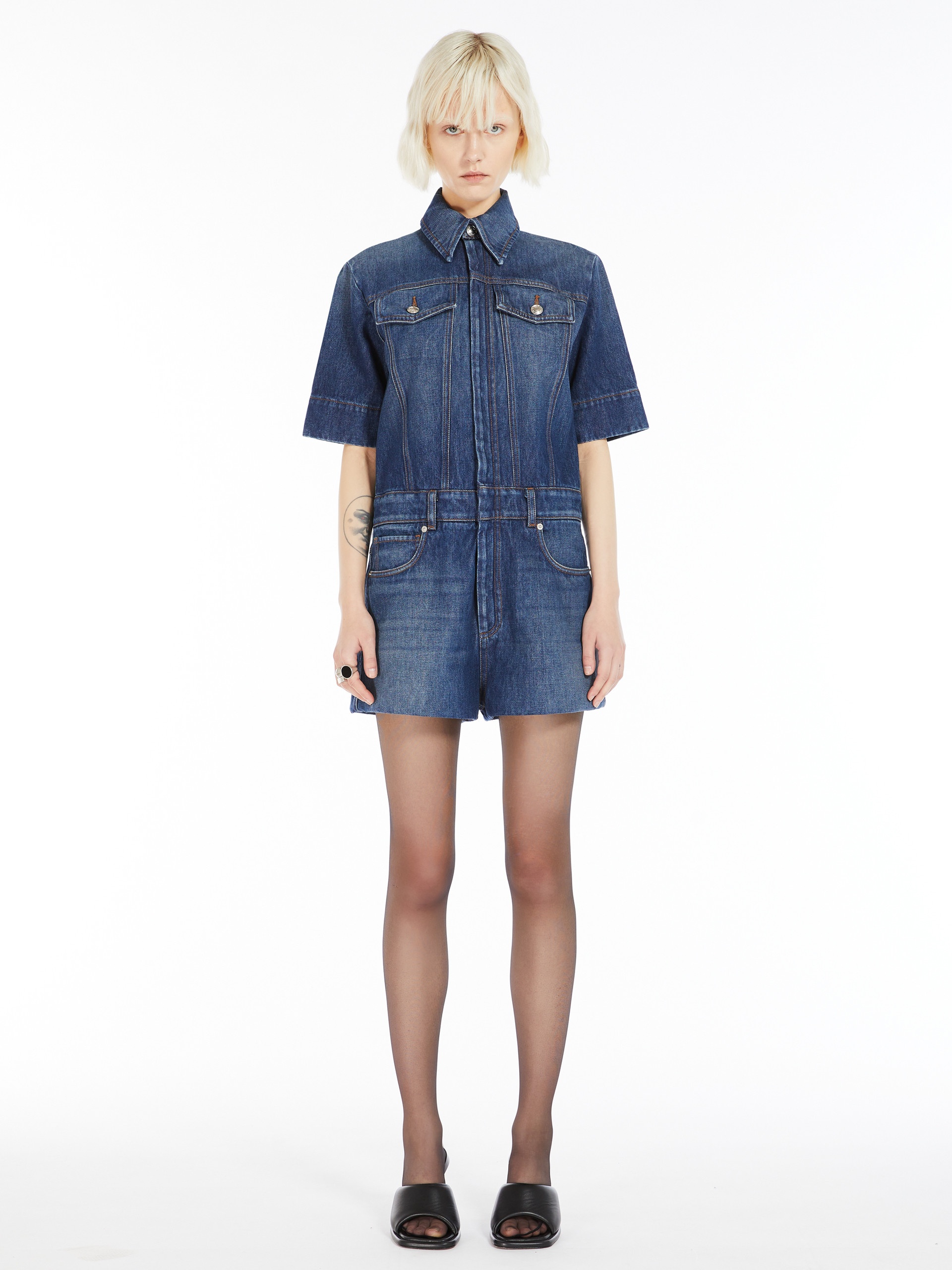 GUGLIA Denim mini playsuit - 3