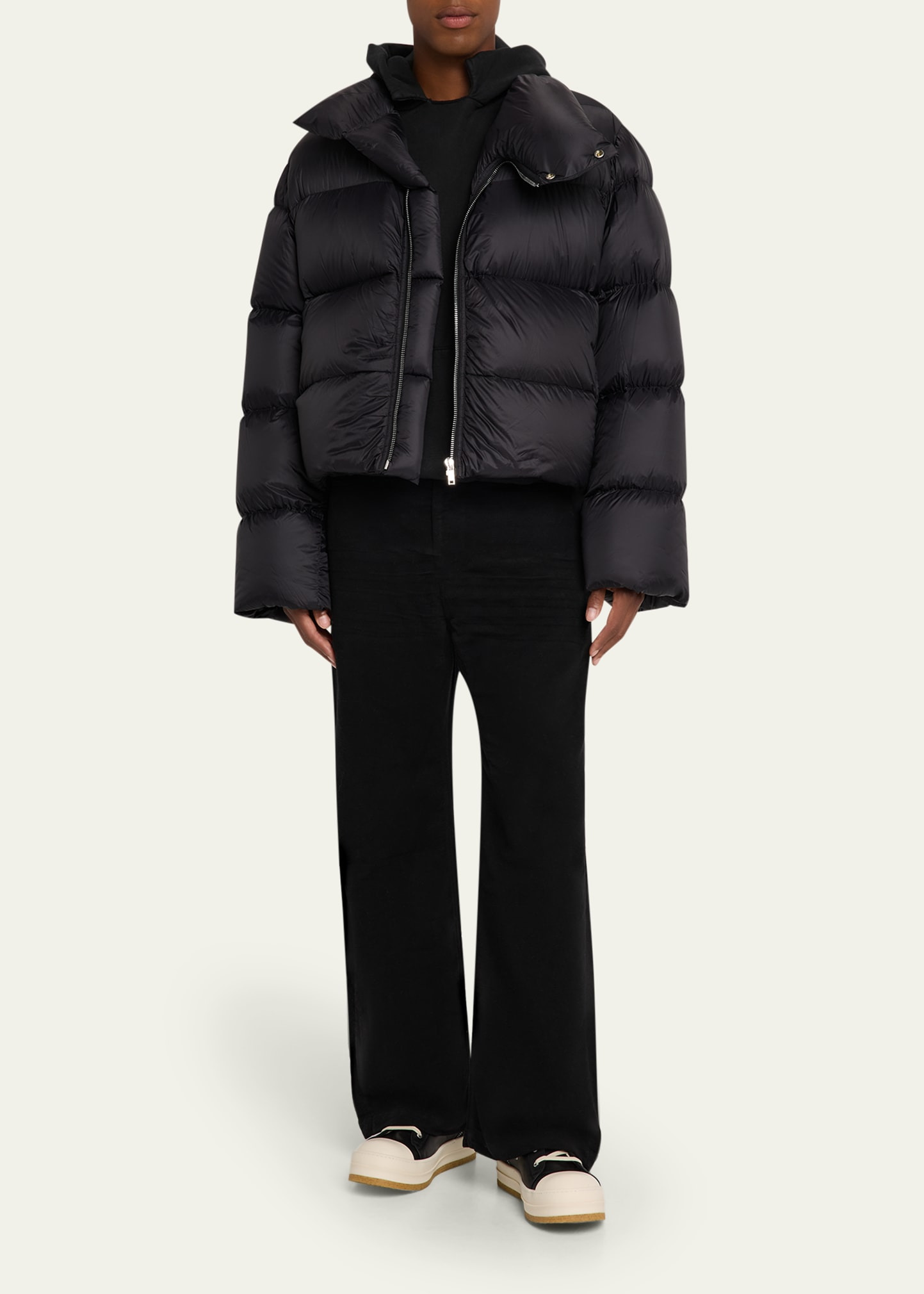 Men's Nylon Cropped Turtleneck Puffer Jacket - 2