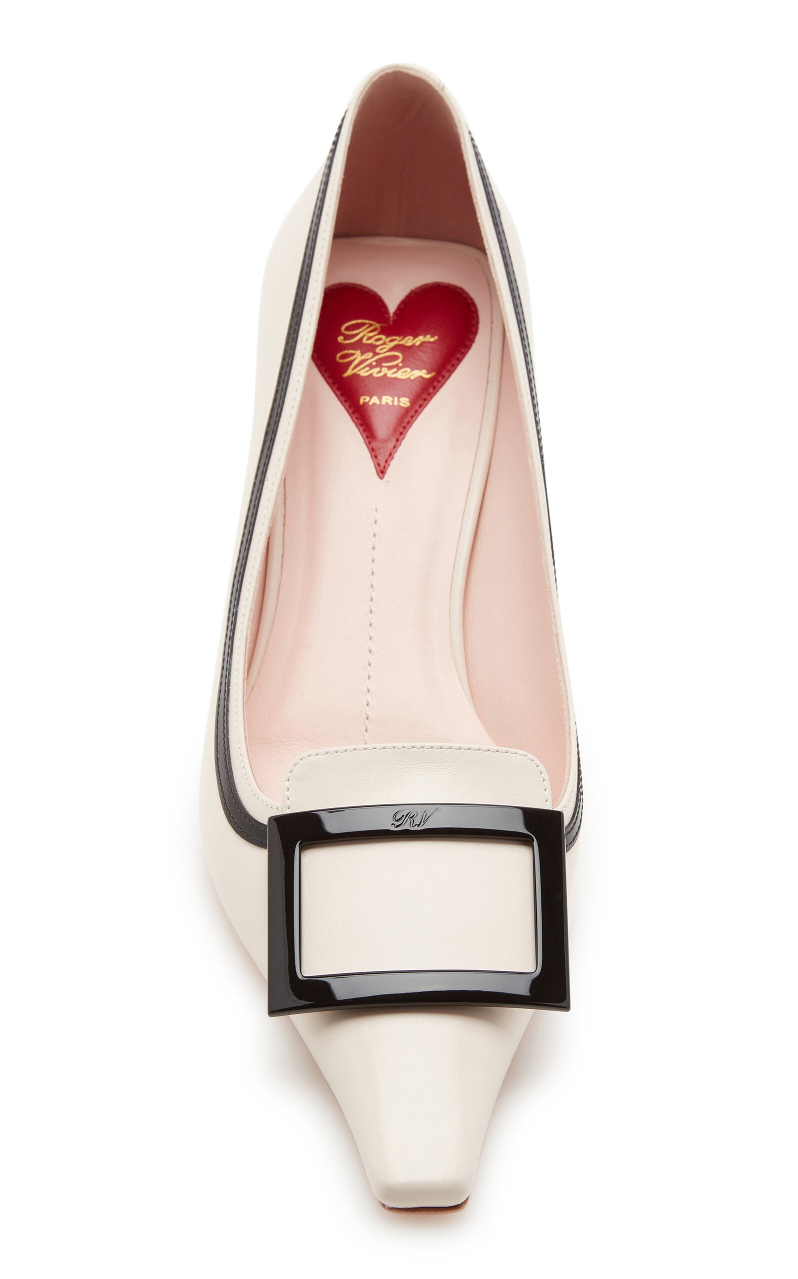 Decollette Leather-Trimmed Pumps white - 3