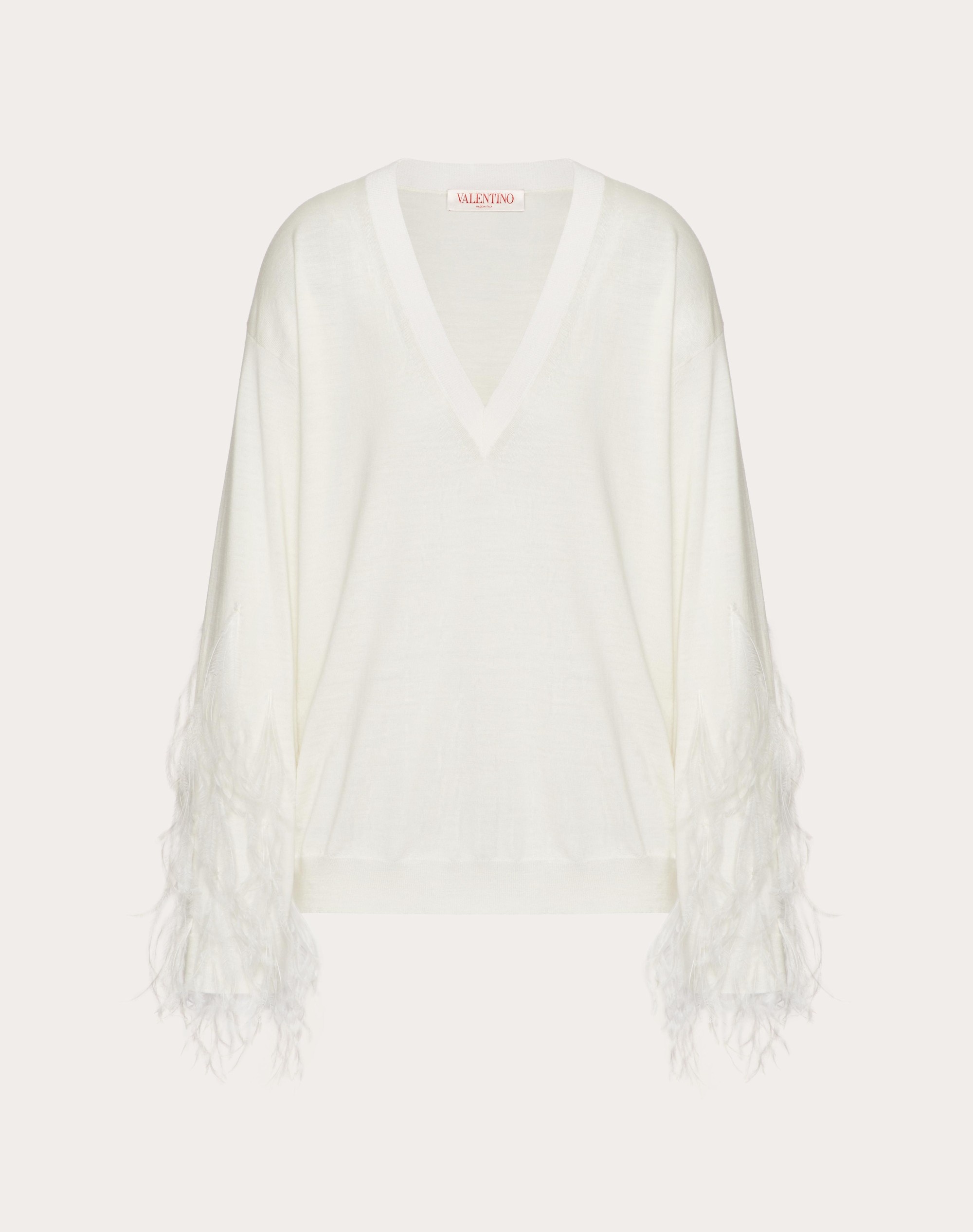 WOOL SWEATER WITH FEATHERS - 1