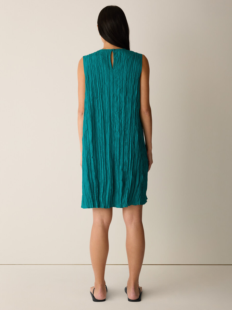 Crushed Silk Round Neck Dress 4
