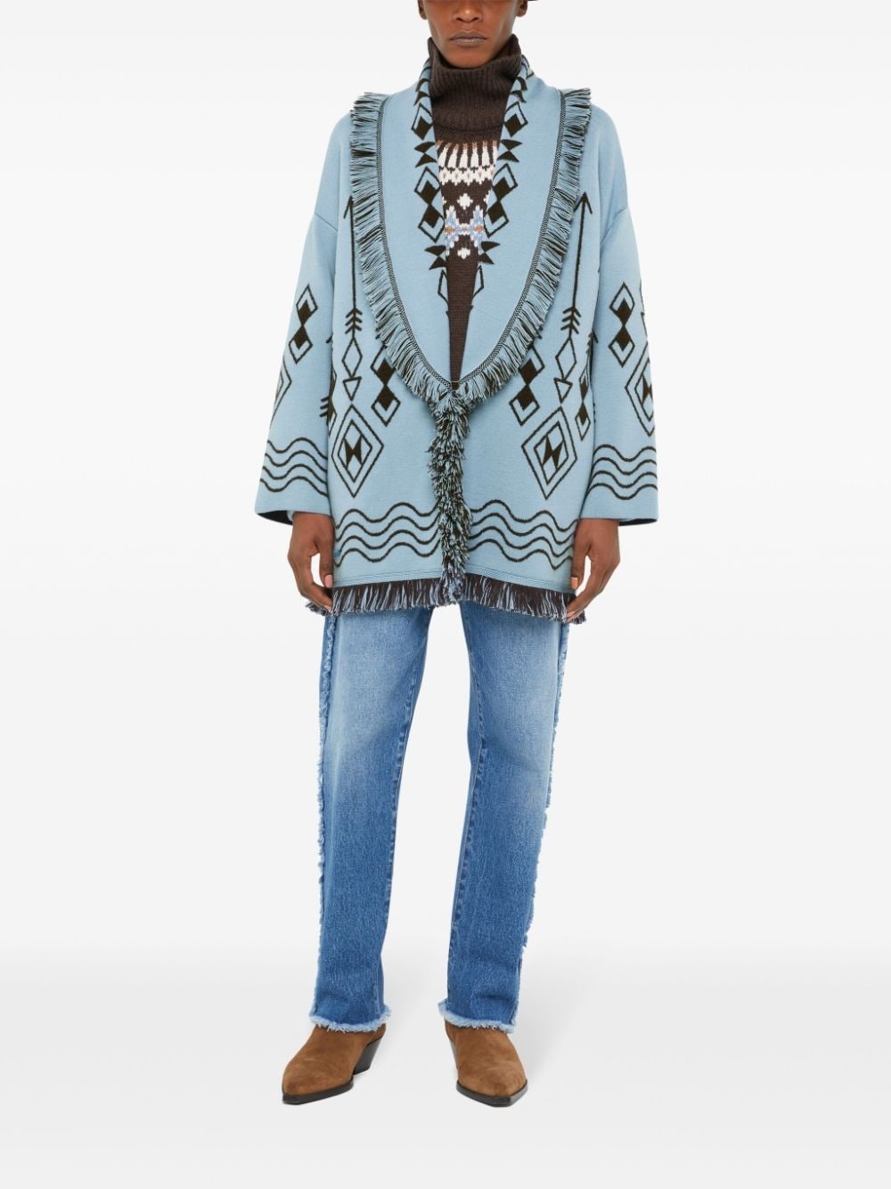 patterned-jacquard cashmere cardigan - 2