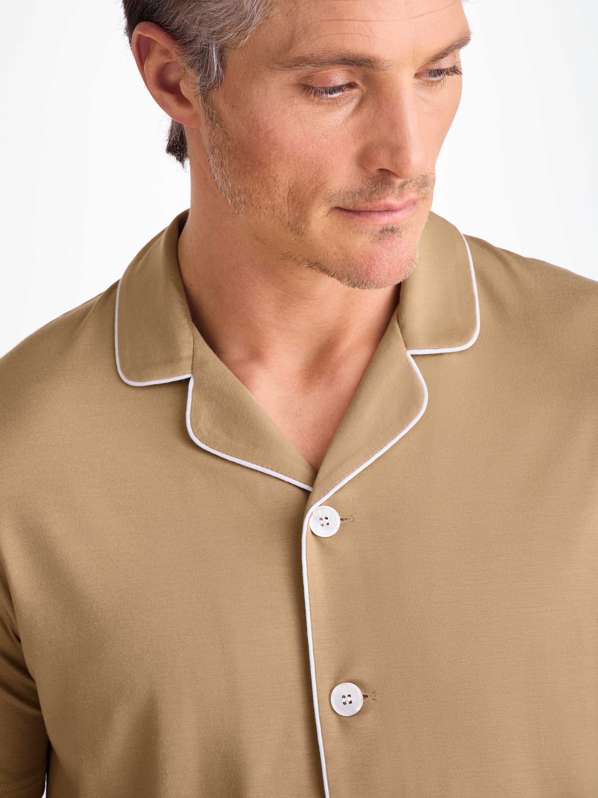 Men's Short Pajamas Basel Micro Modal Stretch Camel - 5