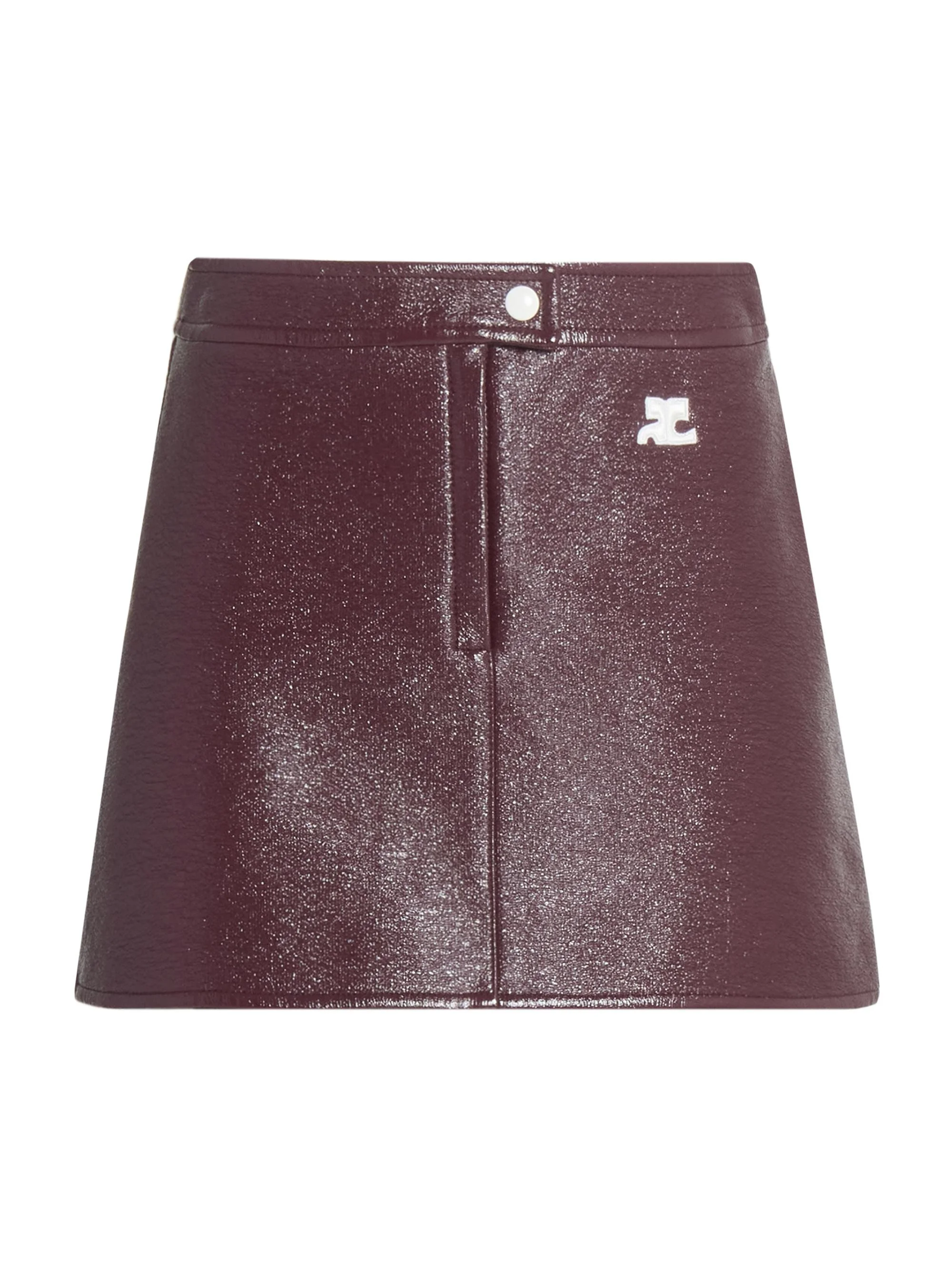 Women's Reedition Vinyl A-Line Miniskirt - Burgundy - 1