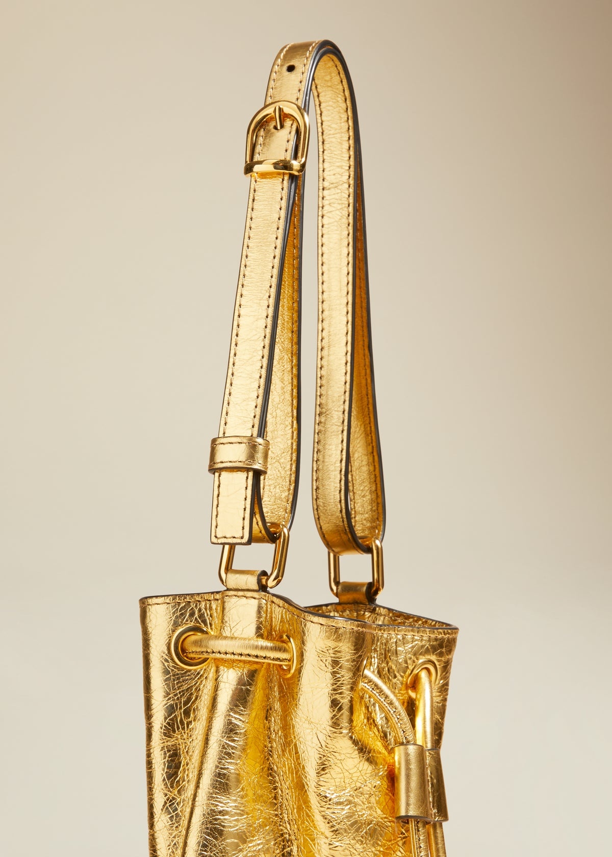The Small Greta Bag in Gold Metallic Leather - 4