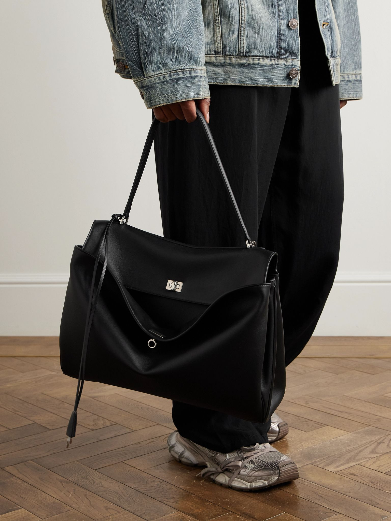 Rodeo Large Leather Tote Bag Black - 2