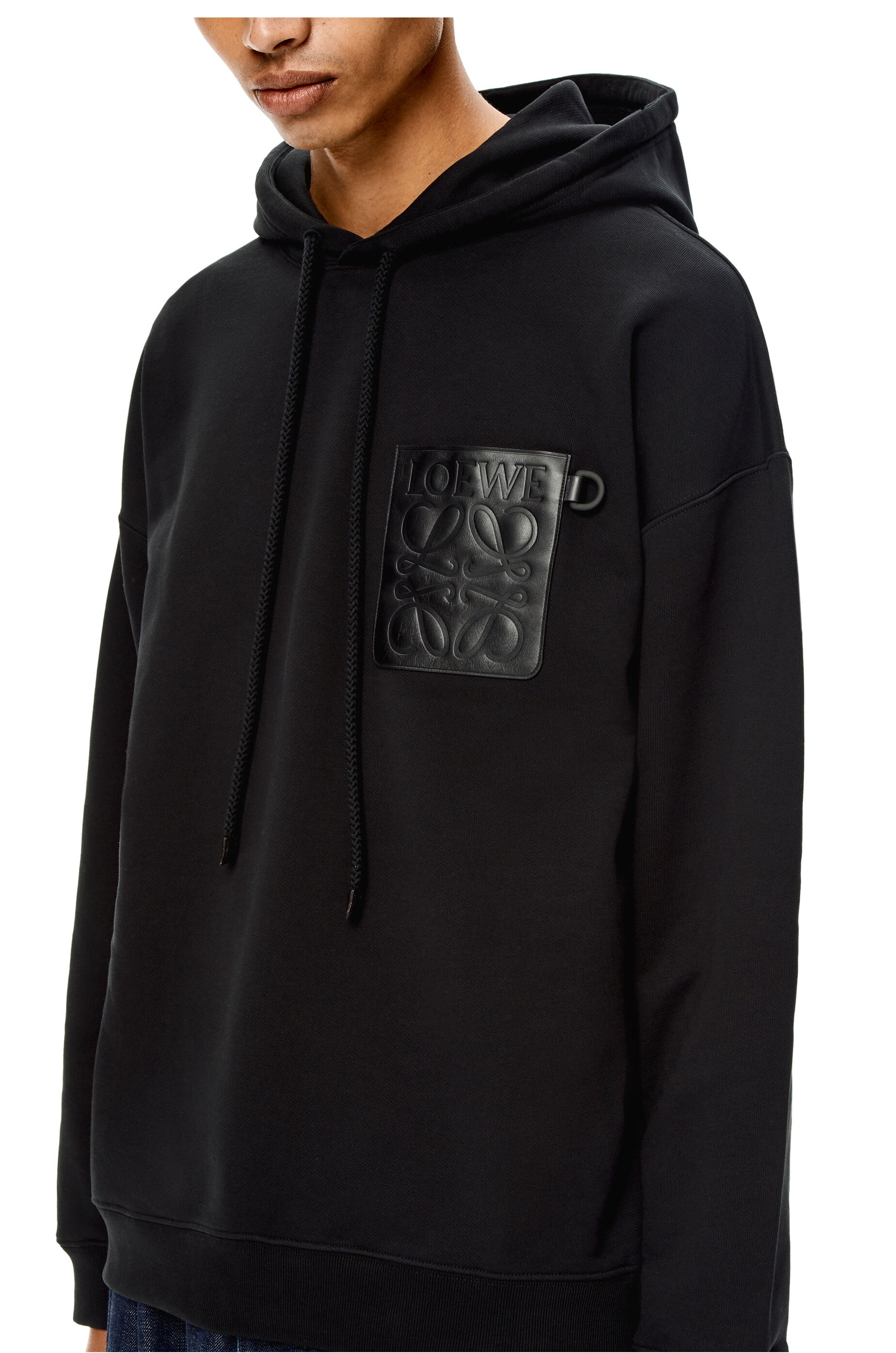 Anagram leather patch hoodie in cotton - 5