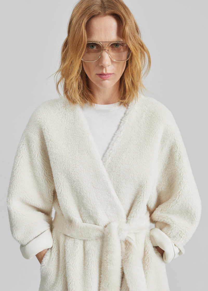 Livigno Faux Shearling Coat - Ivory 8