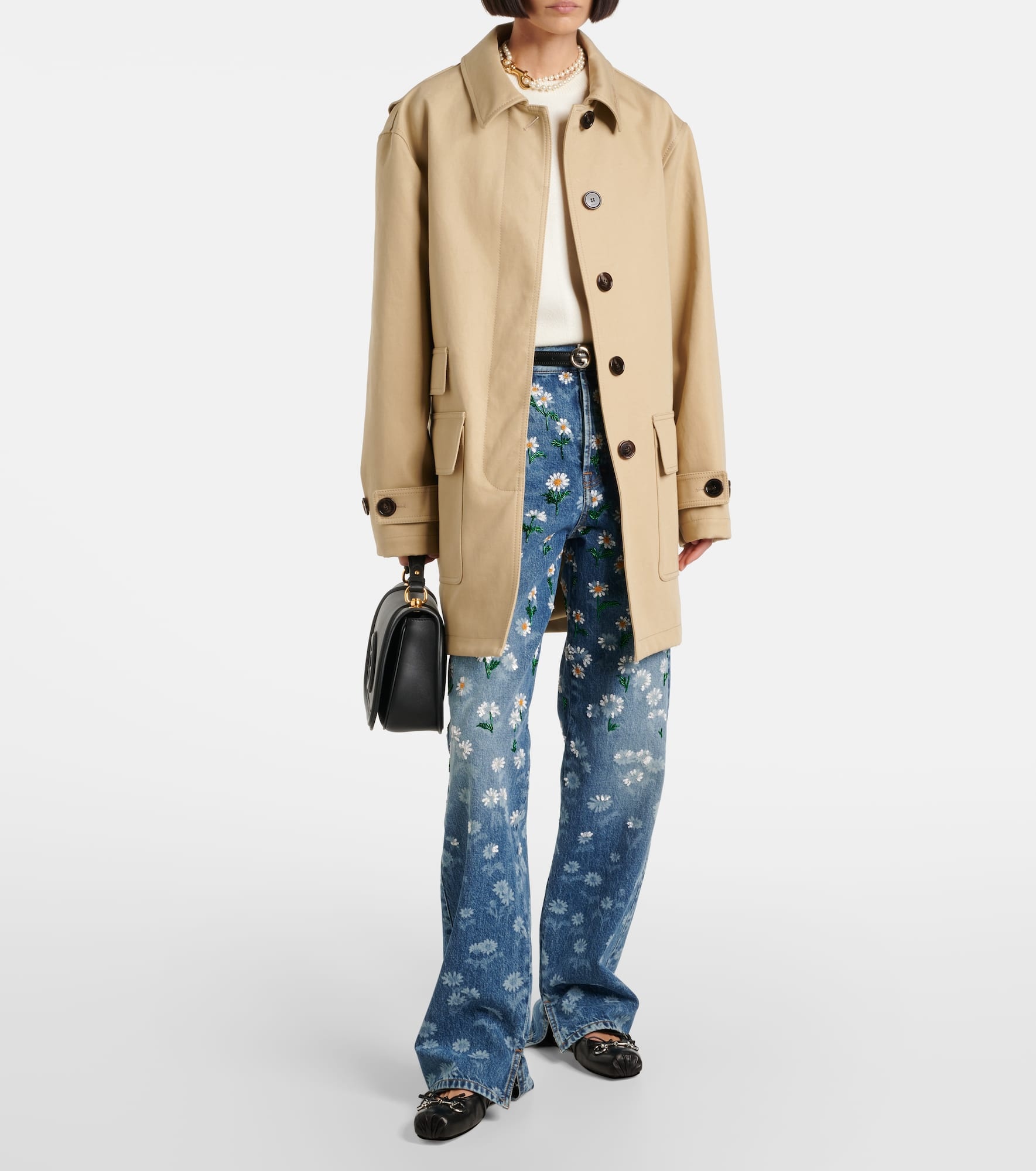 Logo cotton gabardine trench coat - 2