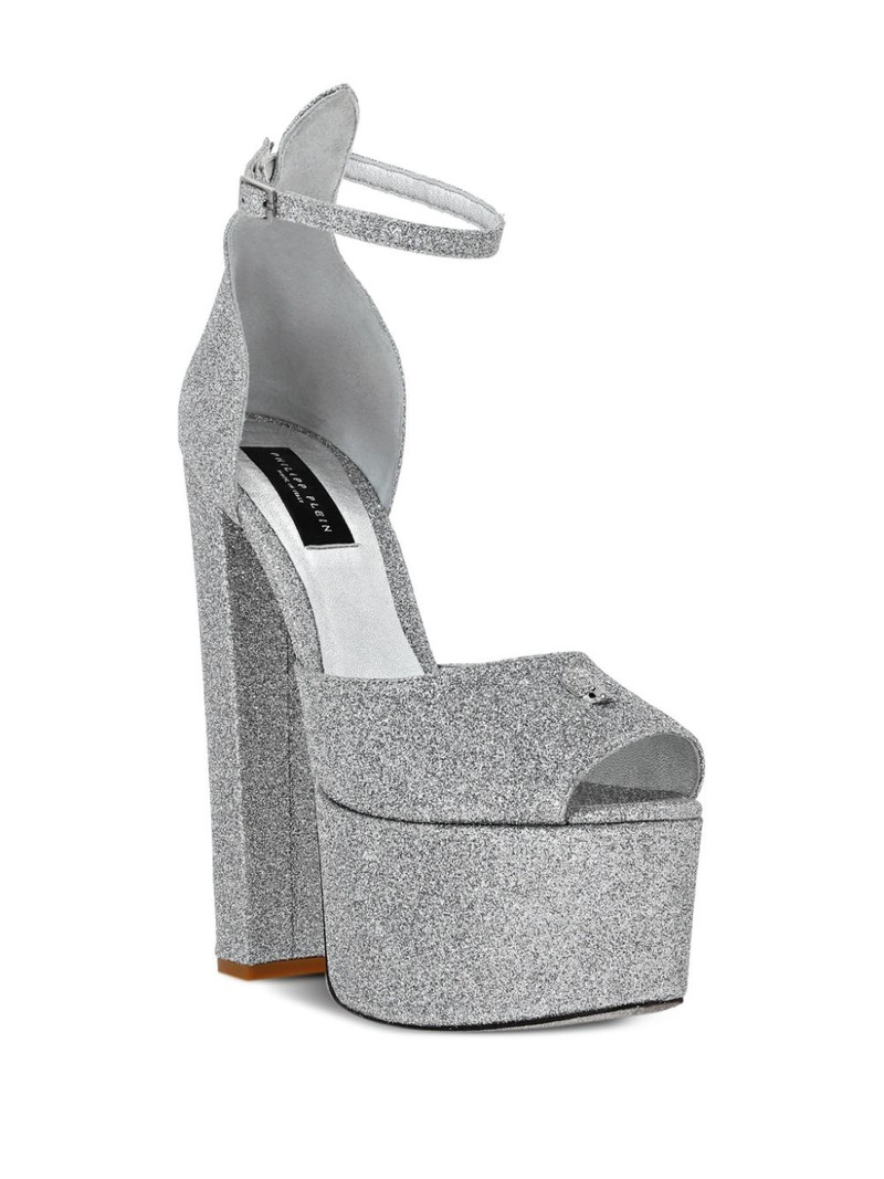 PHILIPP PLEIN 120mm glitter-detailing leather sandals outlook