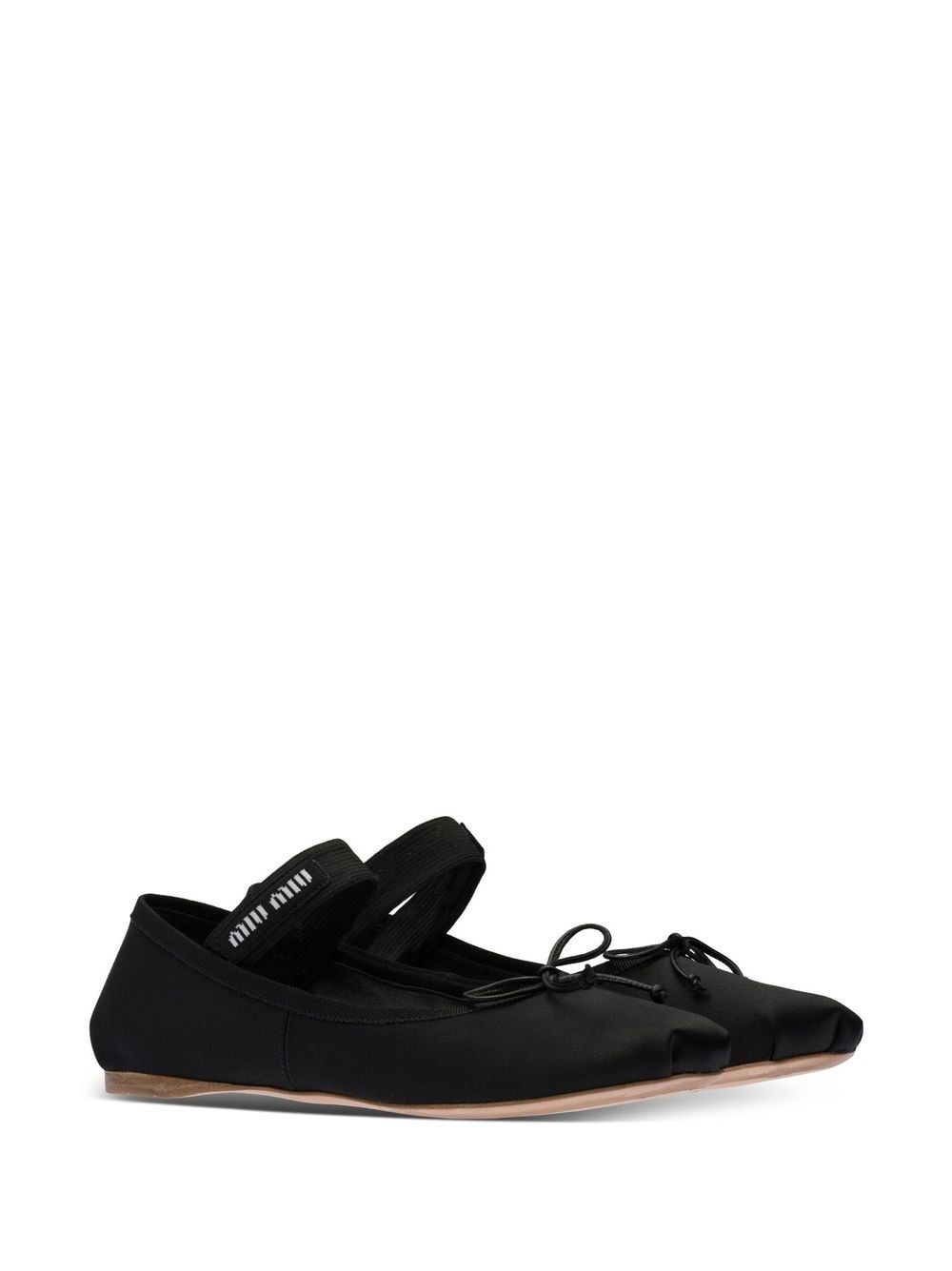 logo-strap satin ballerina pumps - 2