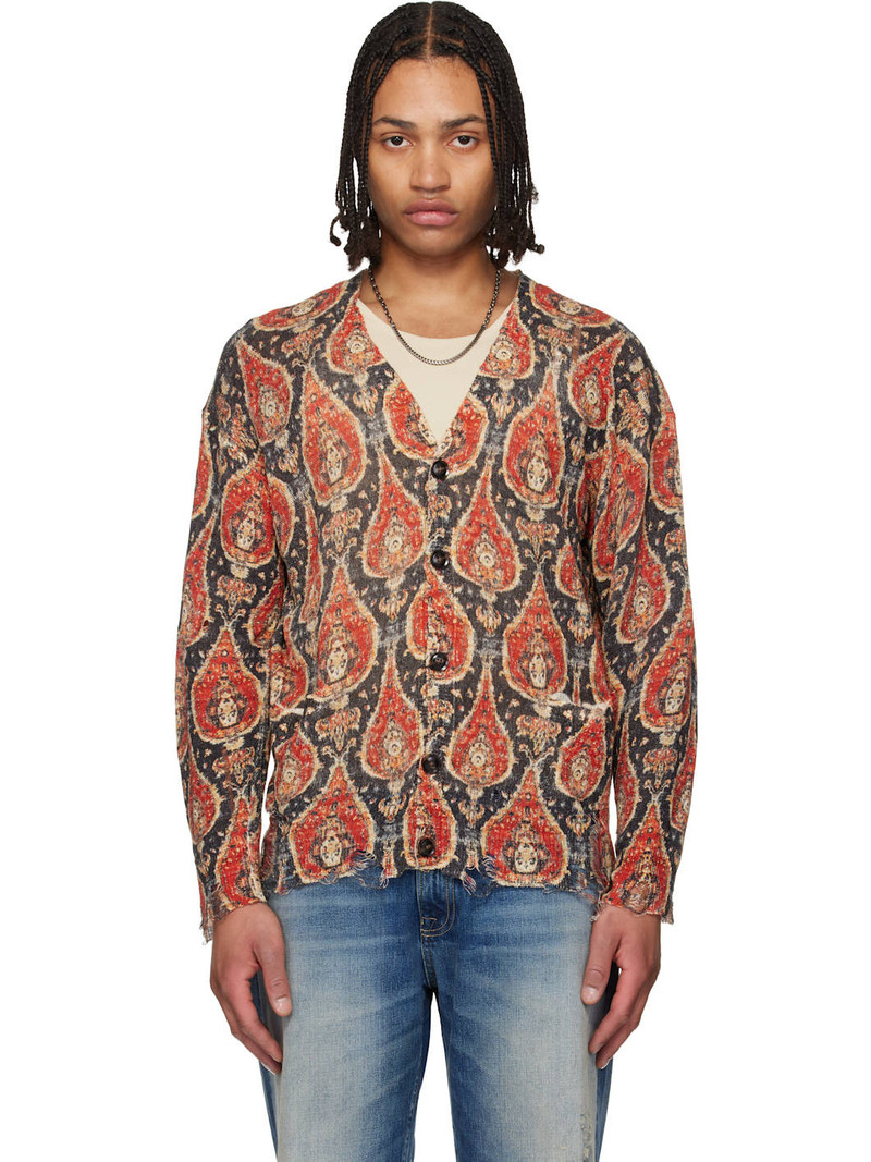 Black & Orange Printed Boyfriend Cardigan 1