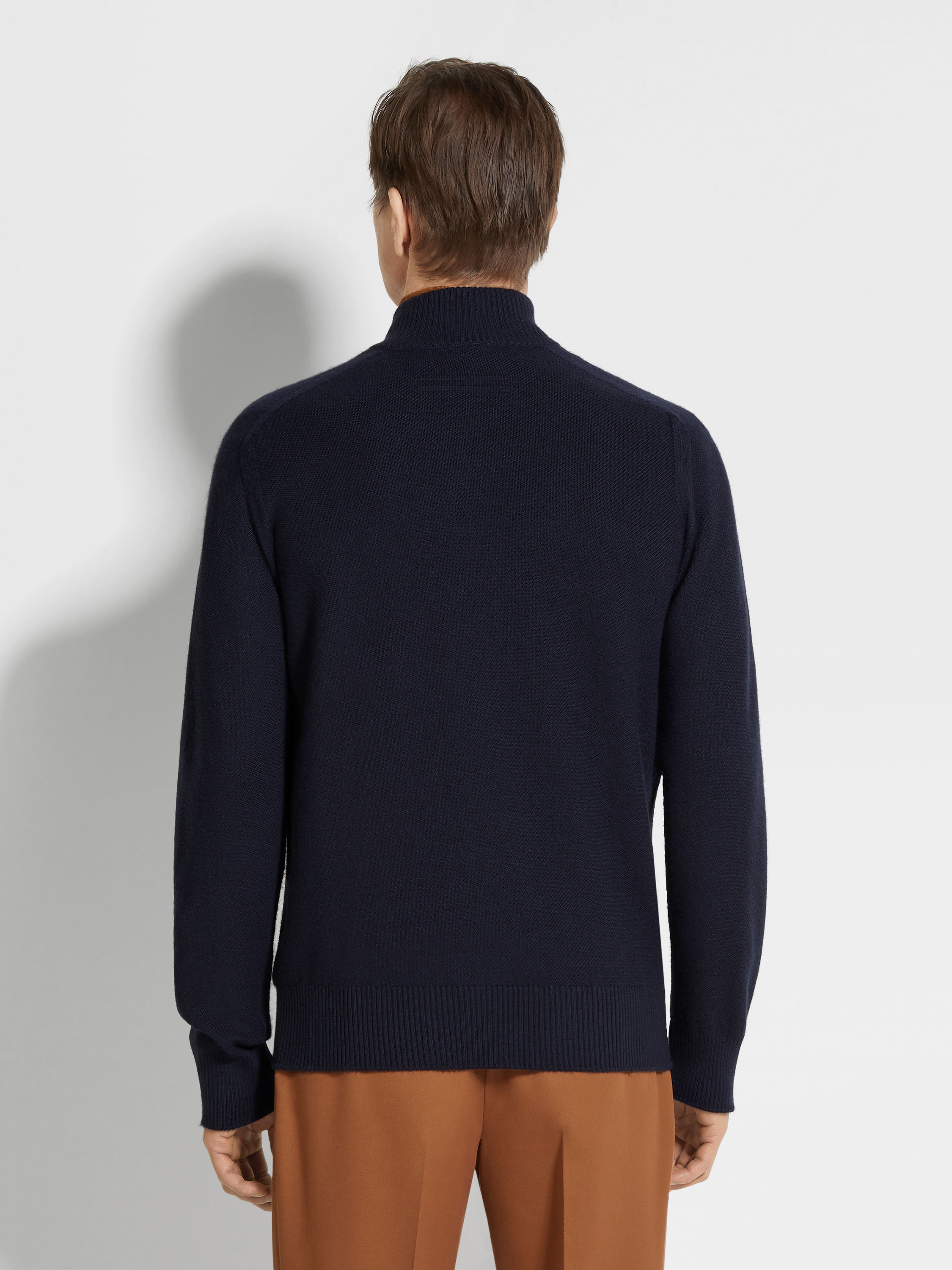 NAVY BLUE CASHSETA FULL ZIP CARDIGAN - 5