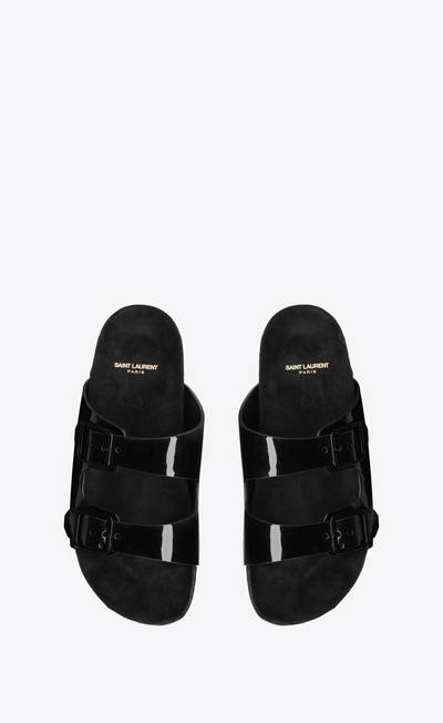 SAINT LAURENT jimmy flat sandals in patent leather outlook