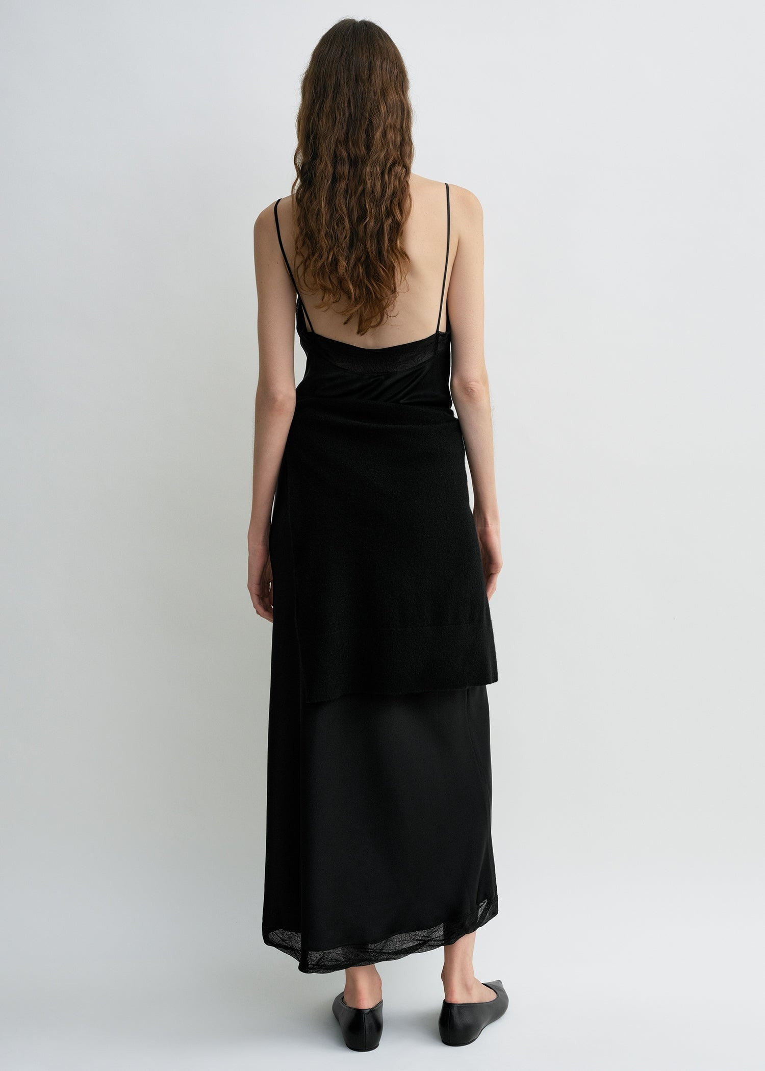 Satin slip dress black - 3