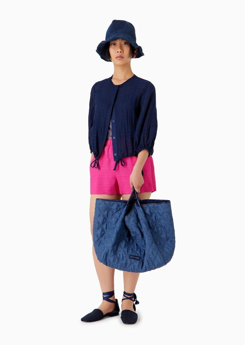 EMPORIO ARMANI Shirt jacket in gingham-effect seersucker fabric outlook