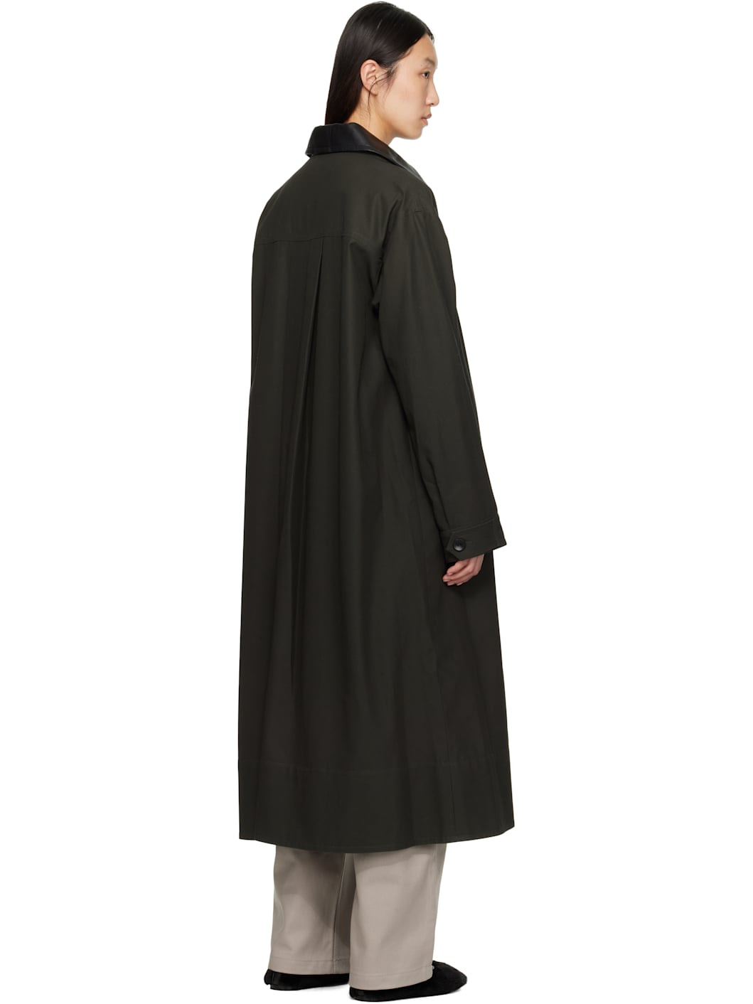 Khaki A-Line Swing Trench Coat - 3