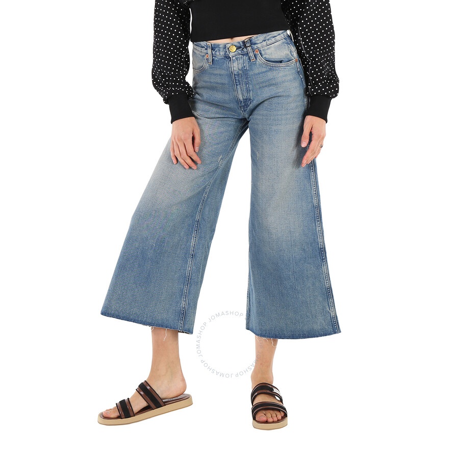 Gucci Ladies Blue Denim Pants With Patches - 3