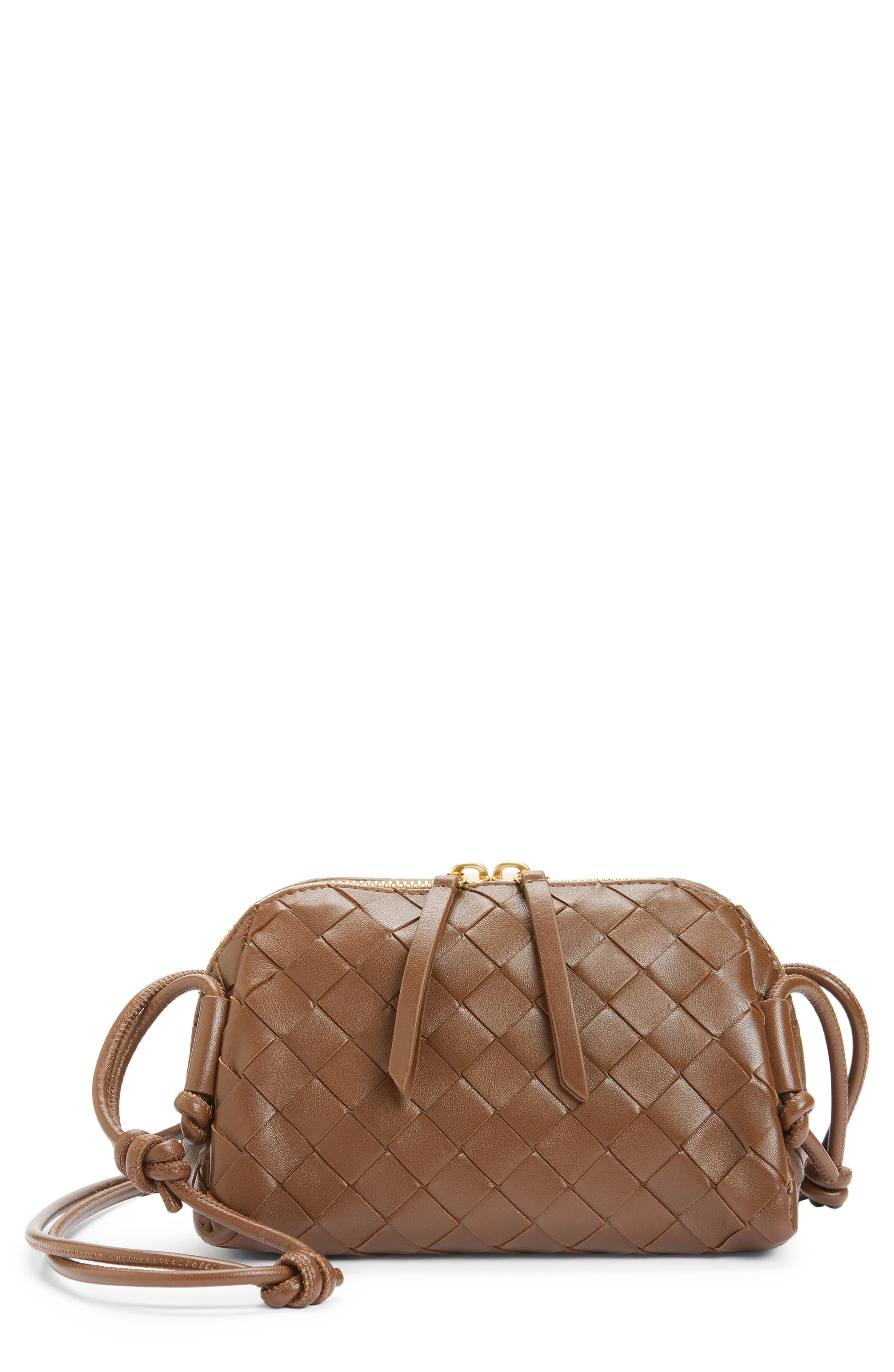 Bottega Veneta Mini Concert Intrecciato Leather Crossbody Bag in 2810 Nocciola-Gold at Nordstrom - 1