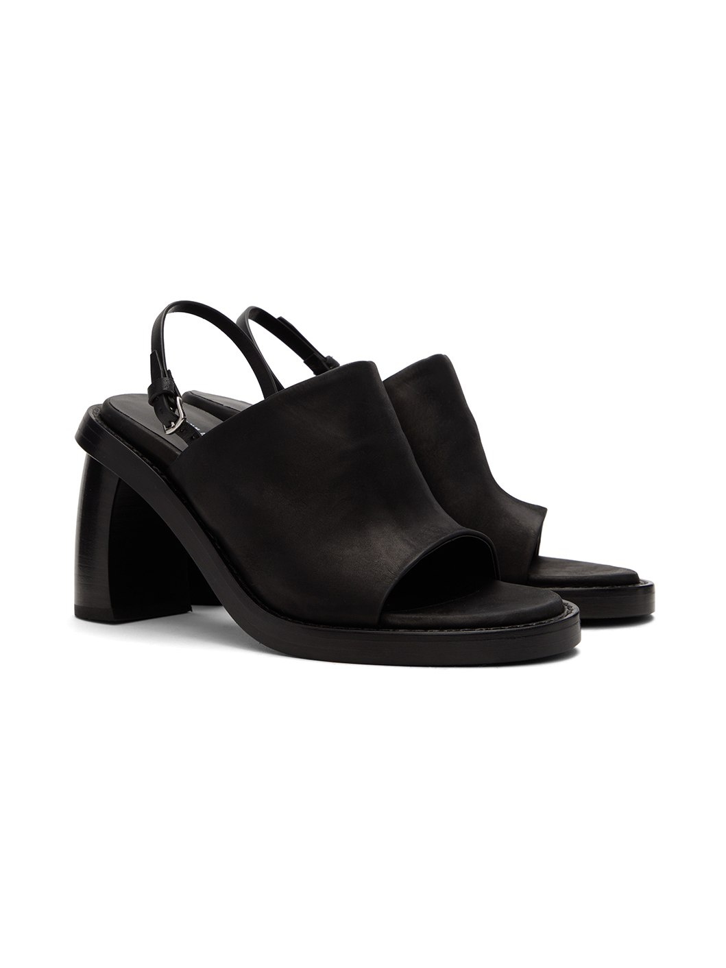 Black Calfskin Heeled Sandals - 4