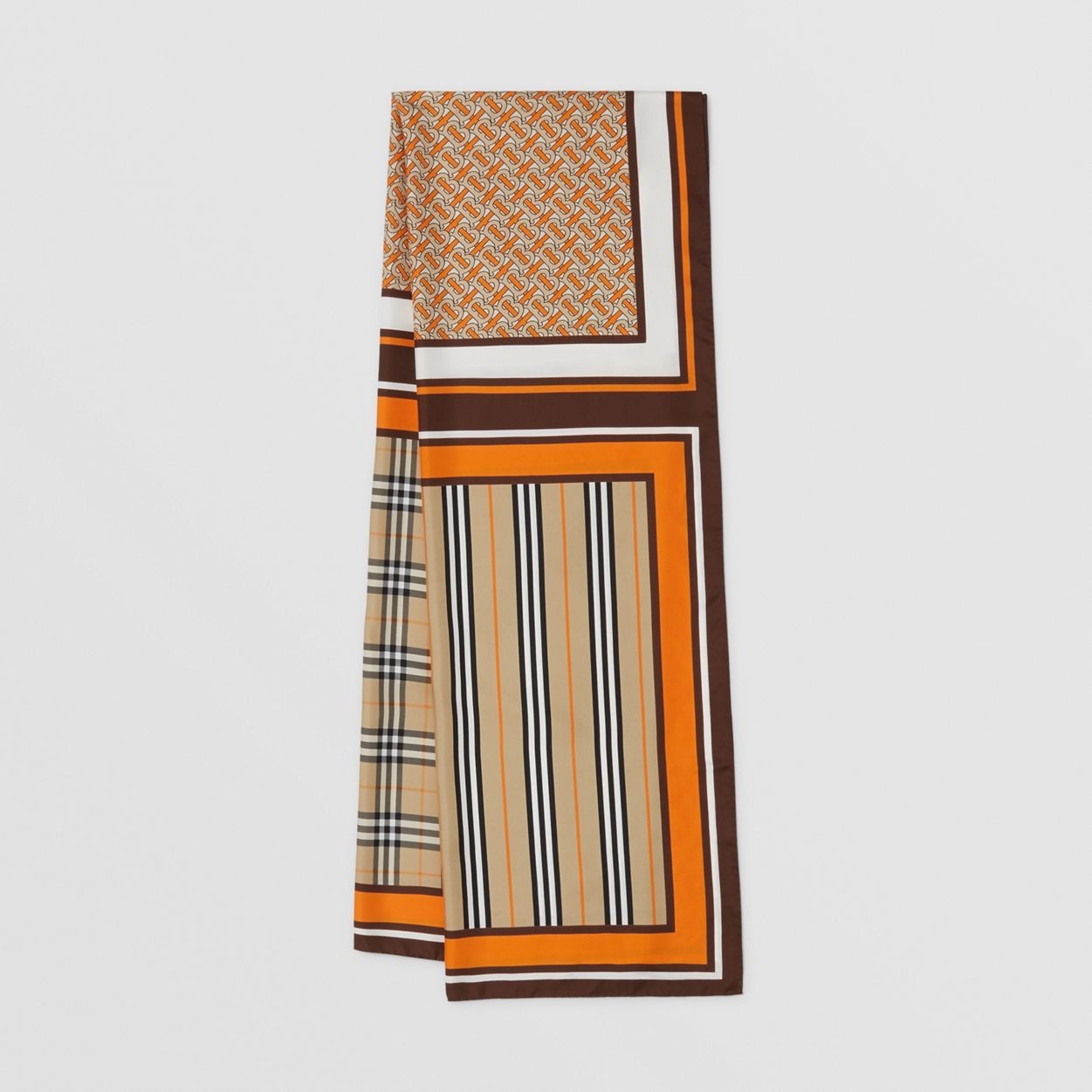 Monogram, Icon Stripe and Check Print Silk Scarf - 1