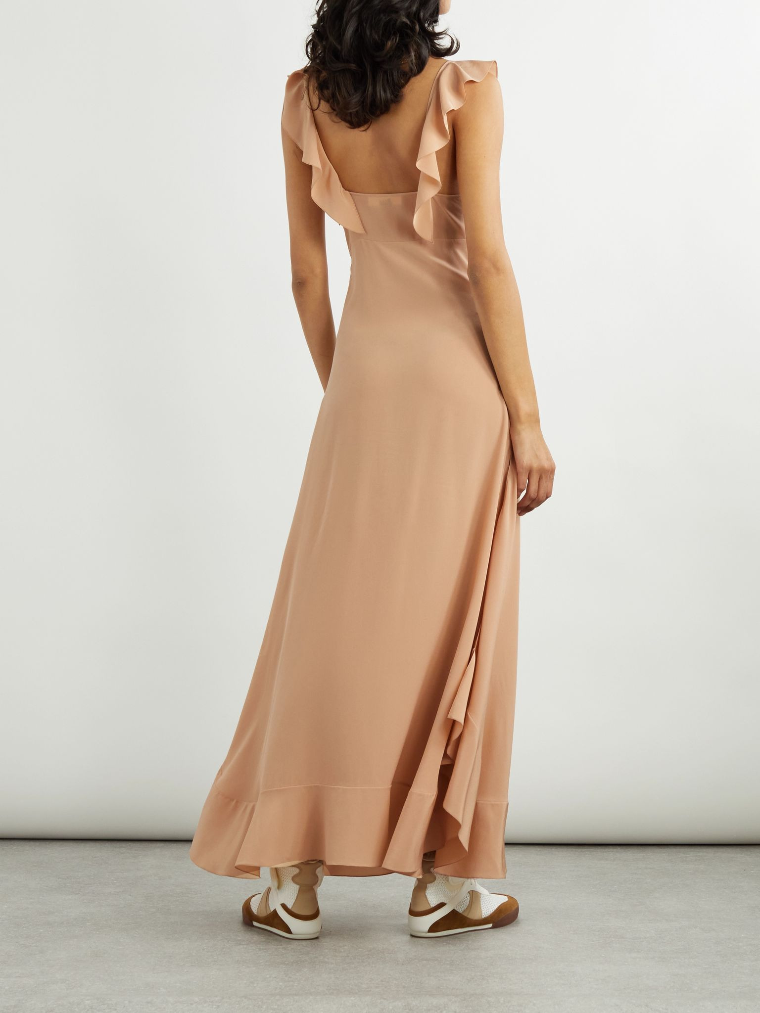 Ruffled silk maxi dress Pink - 3