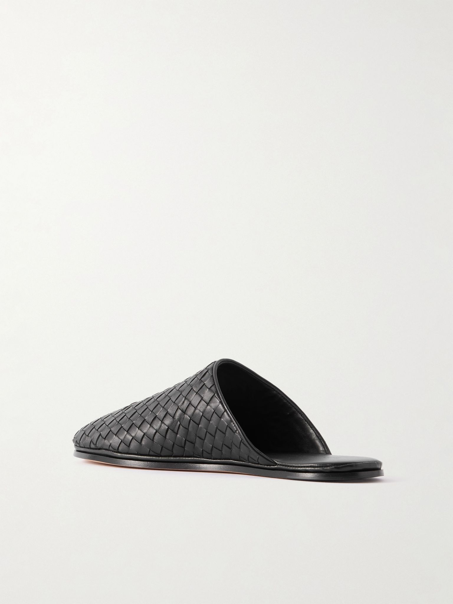 Intrecciato Leather Slippers Black - 4