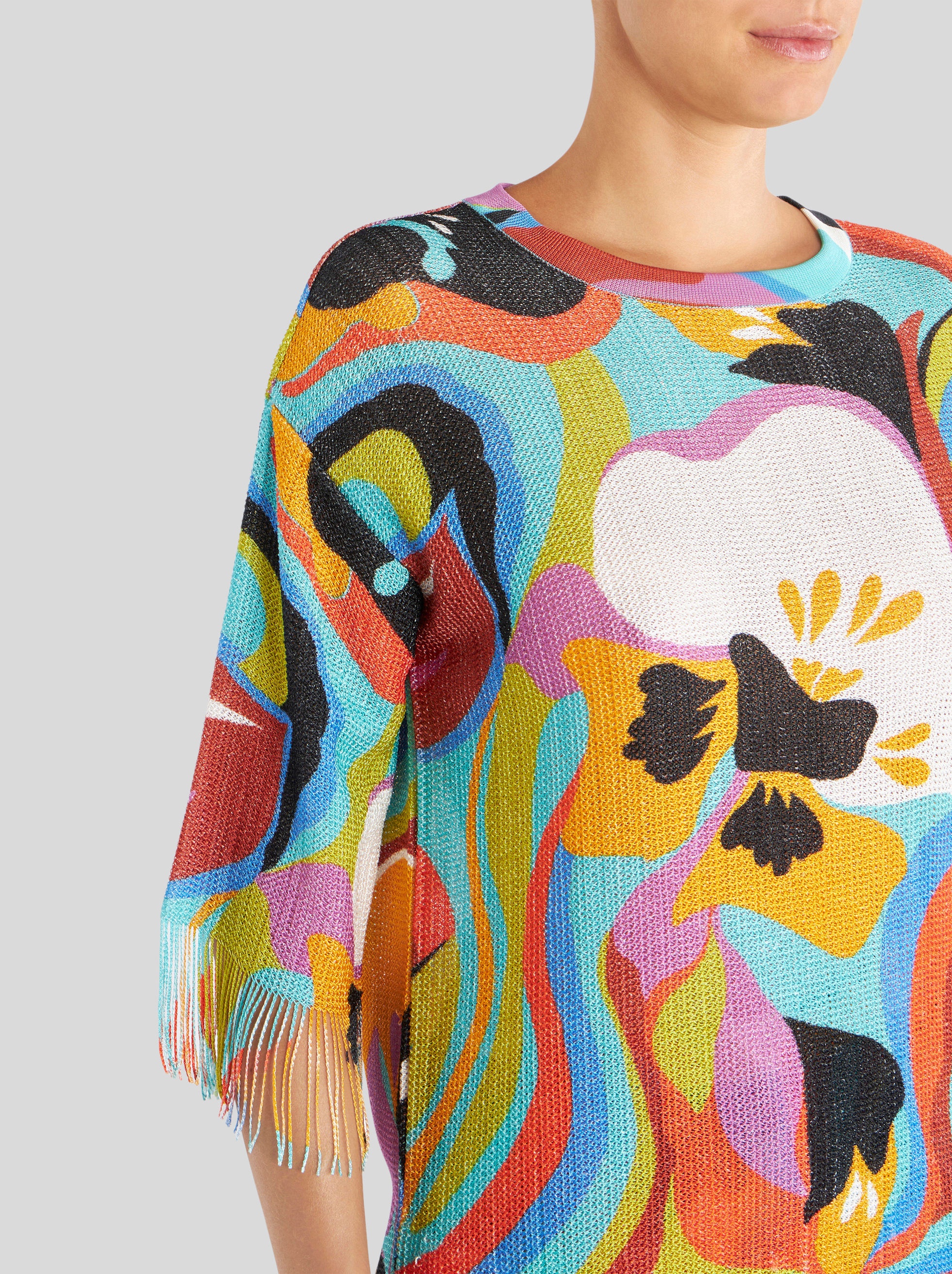 FLORAL PRINT JUMPER WITH FRINGES - 4