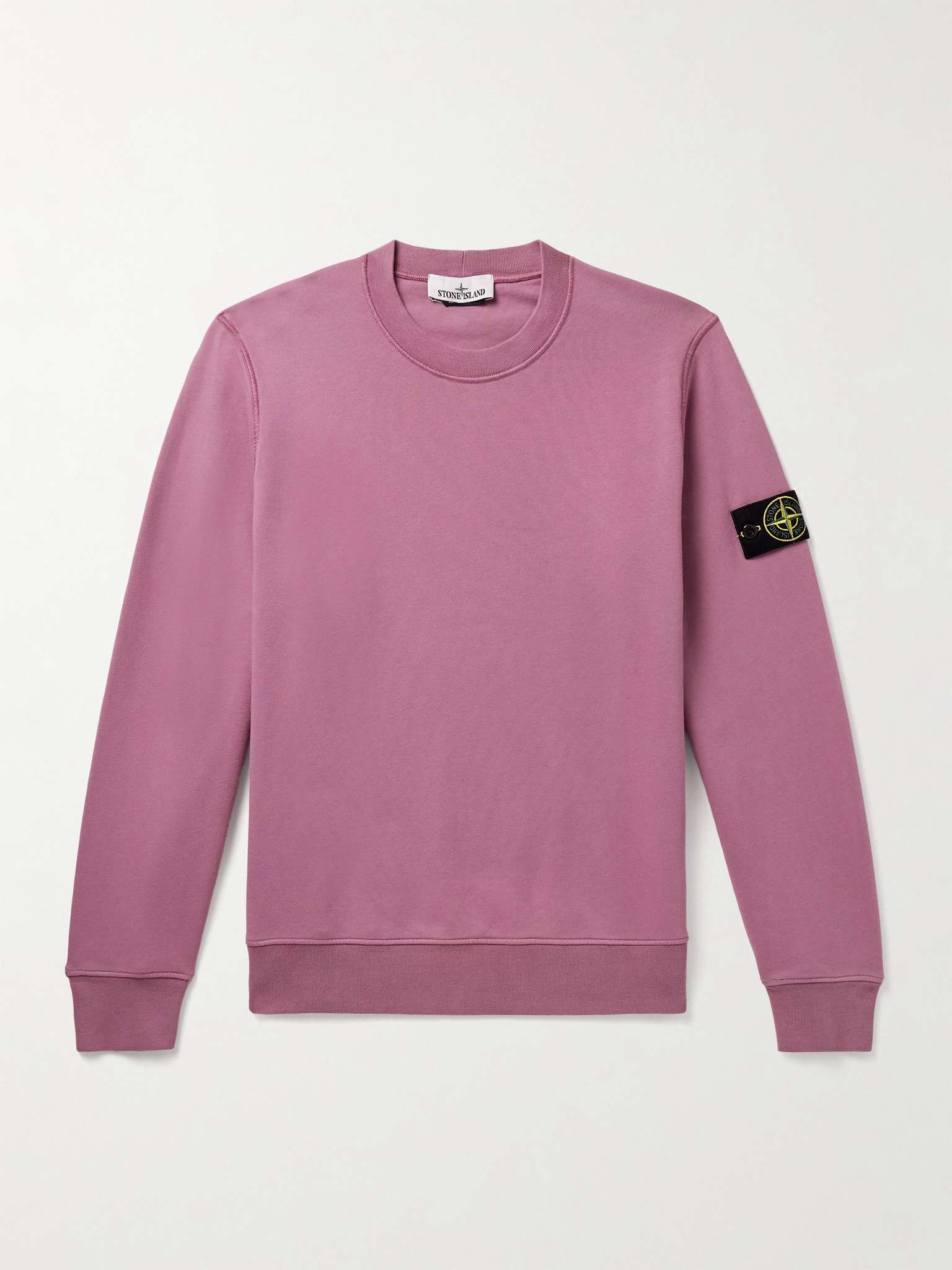 Stone Island Logo-Appliquèd Garment-Dyed Cotton-Jersey Sweatshirt
