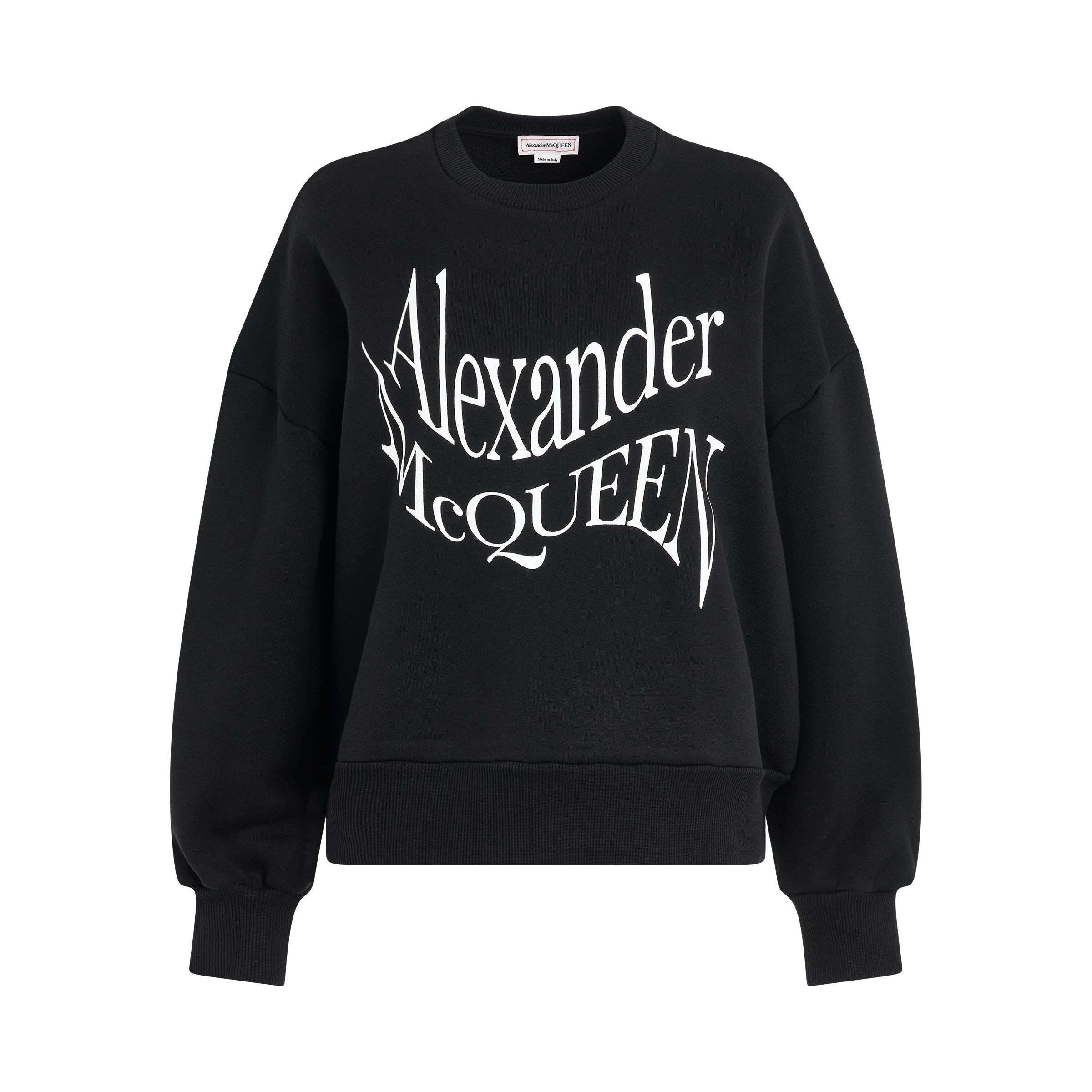 Warped Print Sweatshirt in Black - 1