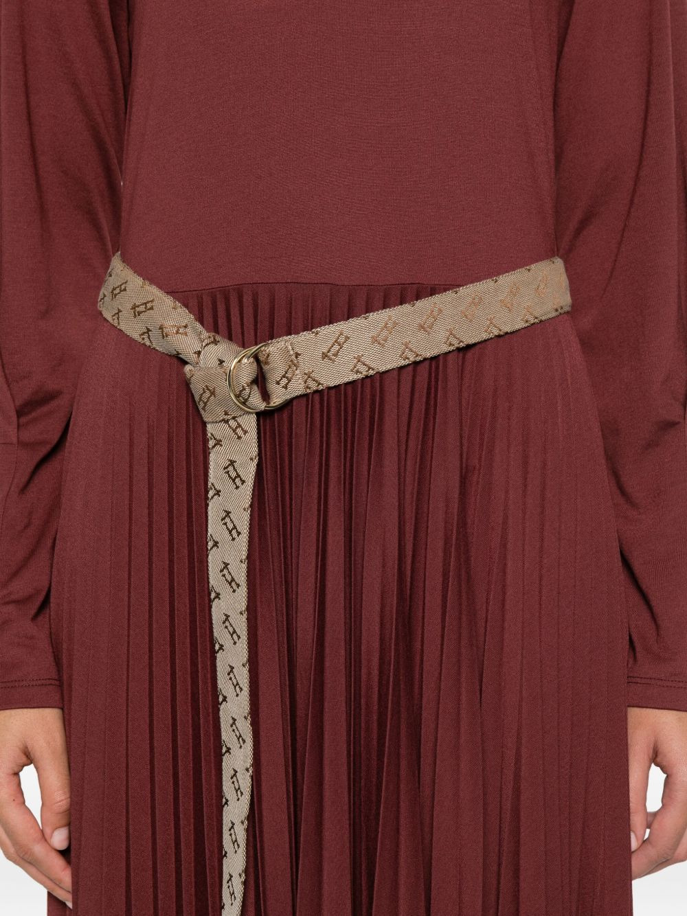 pleated high-neck dress - 5