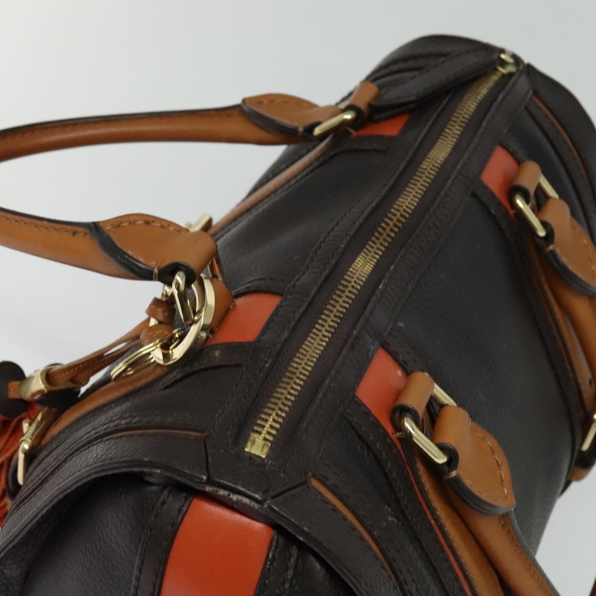 Burberry Hand Bag Leather Dark Brown Gold - 6