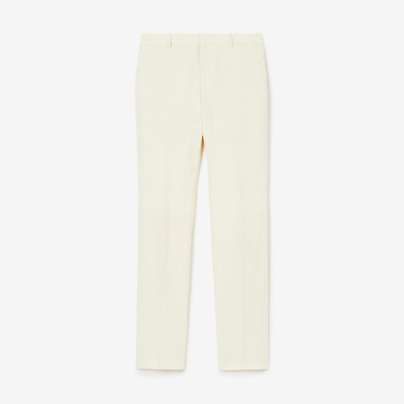 Linen Blend Slim Fit Tailored Trousers 1