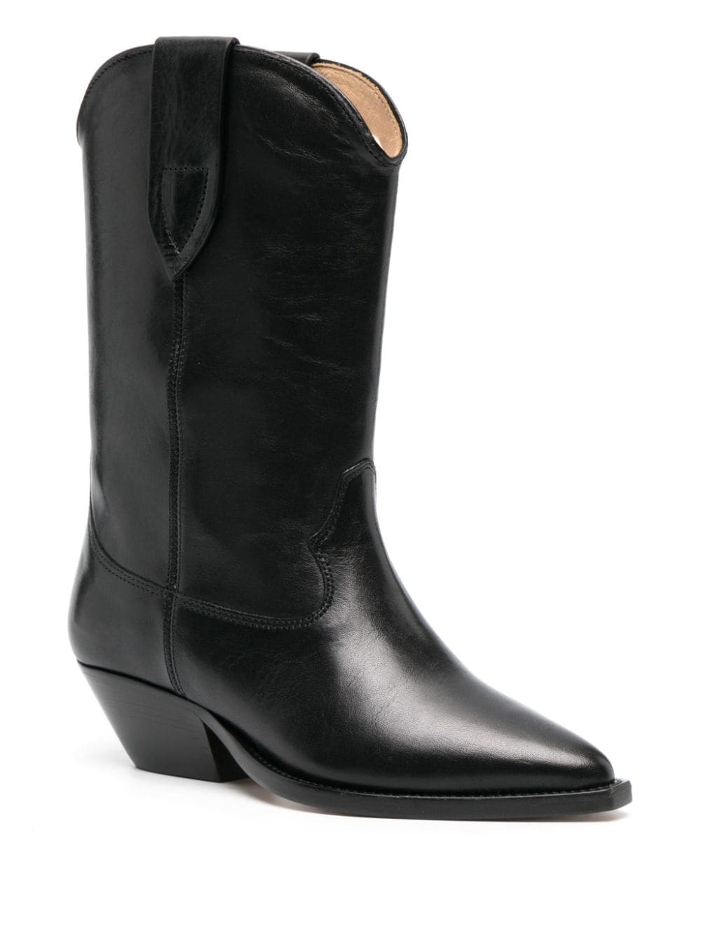 leather block-heel boots - 2