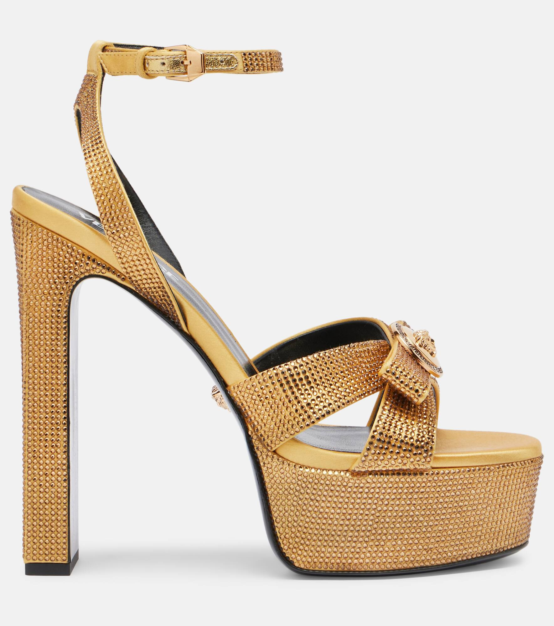 Gianni Ribbon 140 satin platform sandals - 4